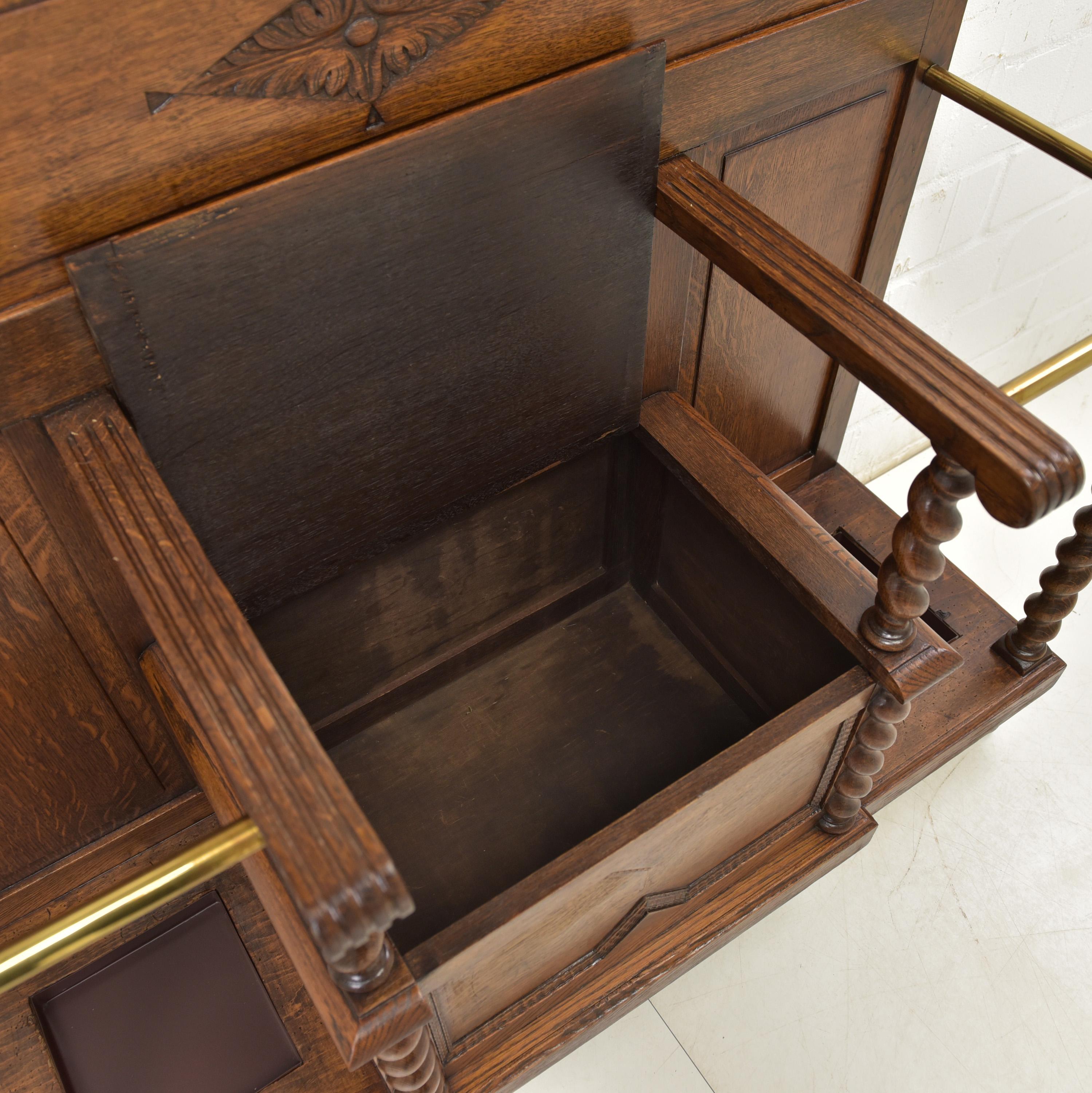 Oak Antique Restored Art Deco Wardrobe with Bench and Mirror (Circa 1925)