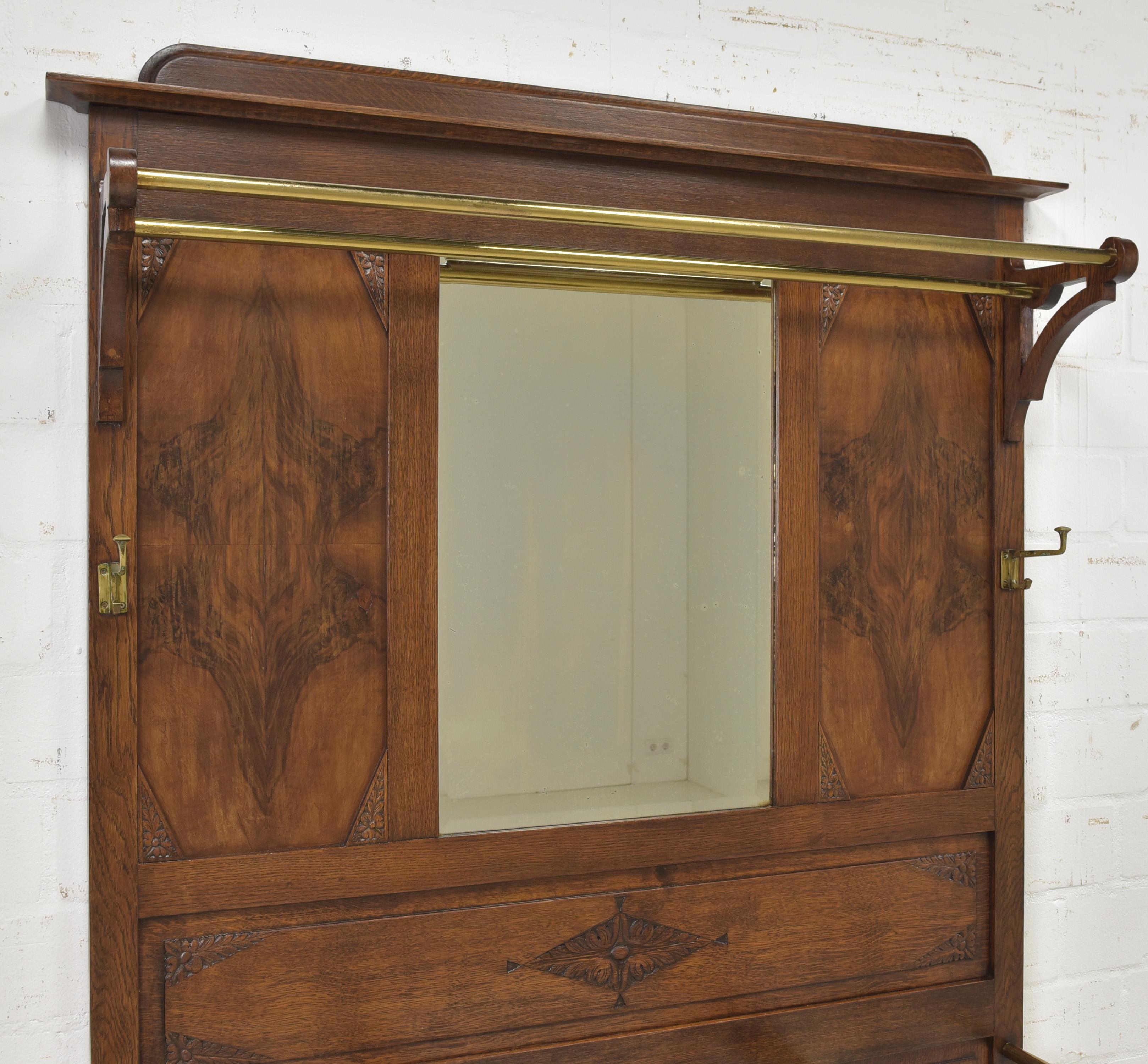 Antique Restored Art Deco Wardrobe with Bench and Mirror (Circa 1925) 2
