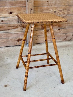 Antique Restored English Victorian Bamboo Side Table