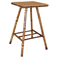 Antique Restored English Victorian Bamboo Side Table