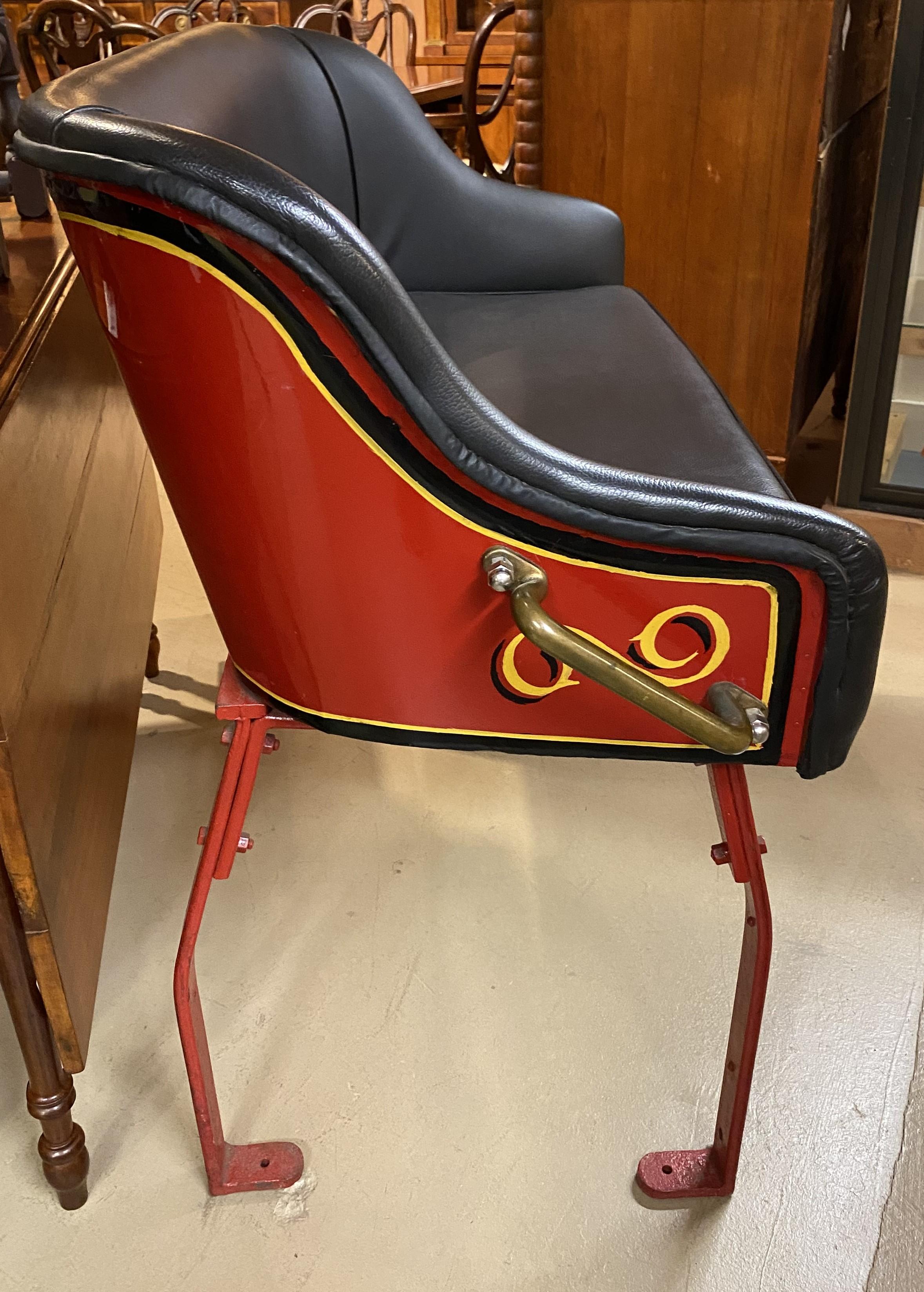 American Antique Restored Fire Engine Seat circa 1920's For Sale