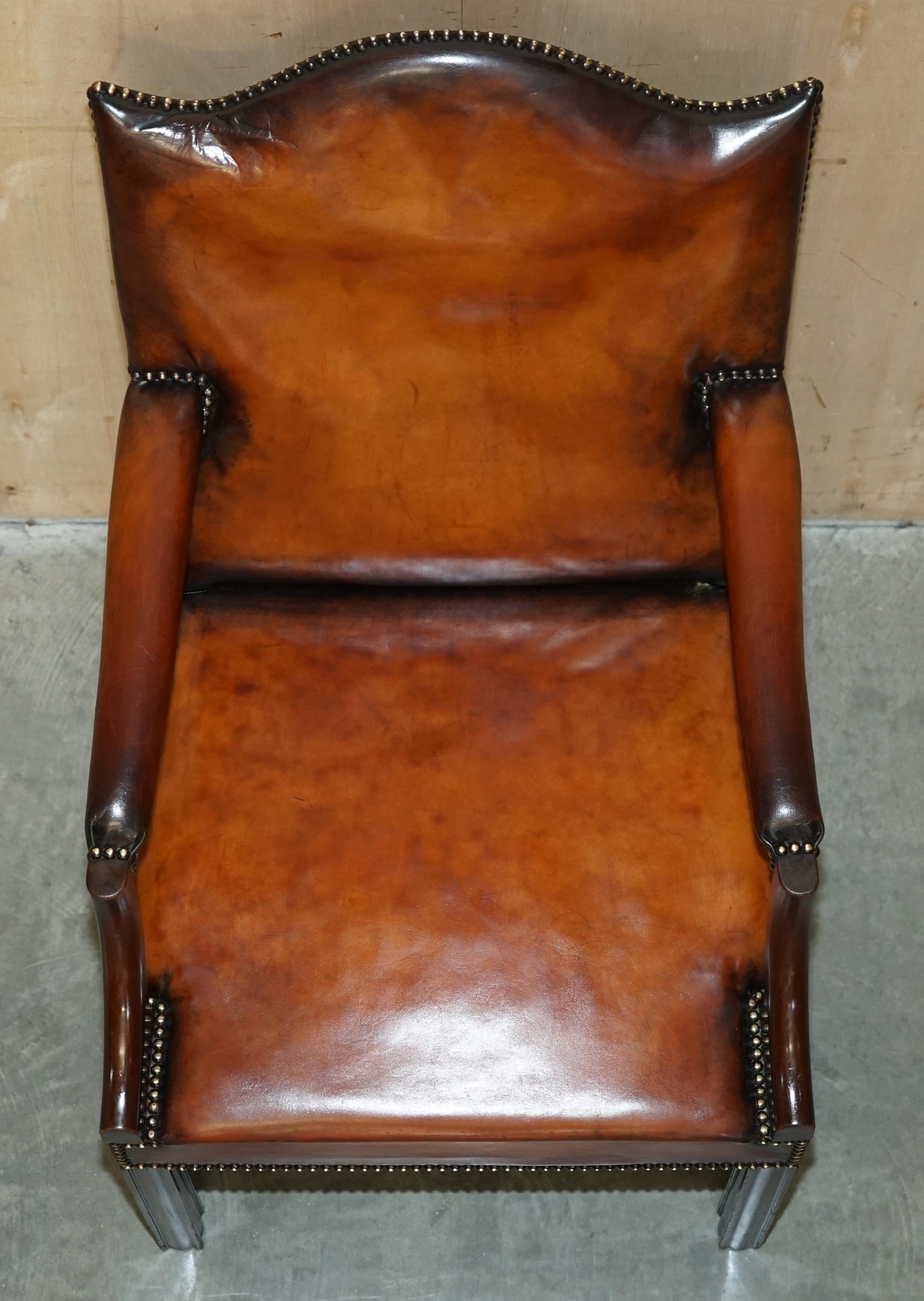 ANTiQUE RESTORED GAINSBOROUGH HAND DYED WHISKY BROWN LEATHER OFFICE DESK CHAIR For Sale 8