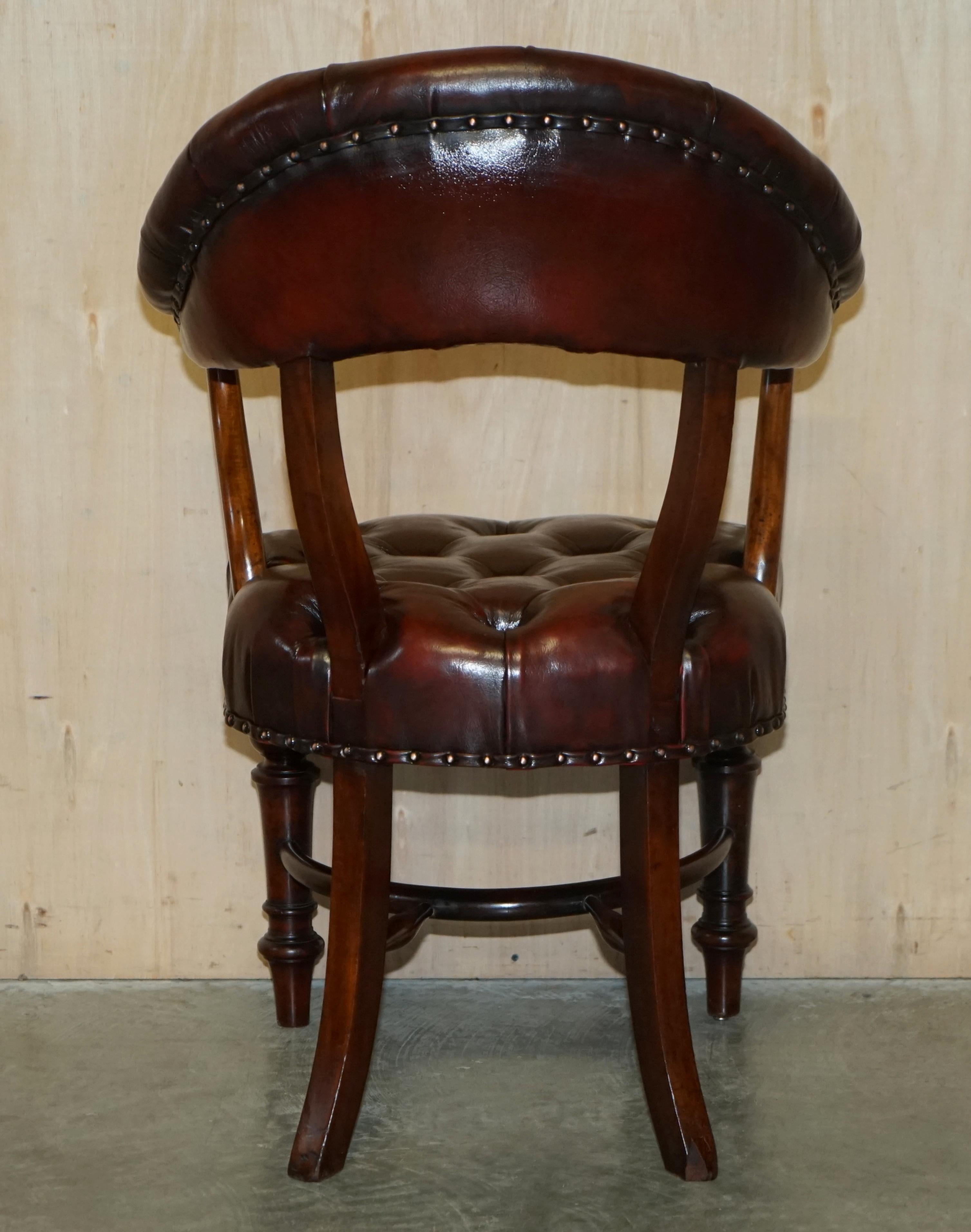 Antique Restored Leather William IV Hardwood Chesterfield Captains Armchair For Sale 13