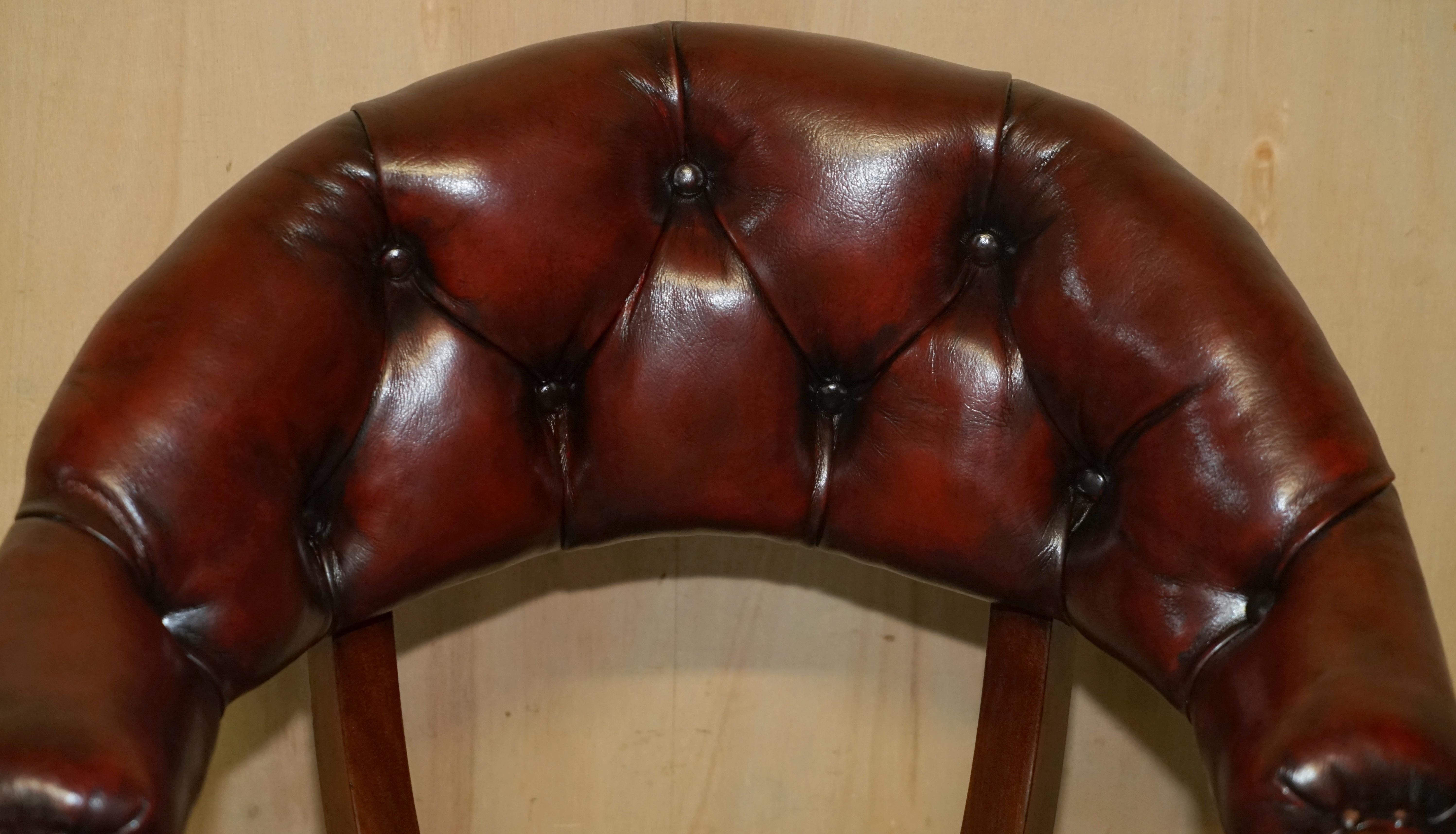 Hand-Crafted Antique Restored Leather William IV Hardwood Chesterfield Captains Armchair For Sale