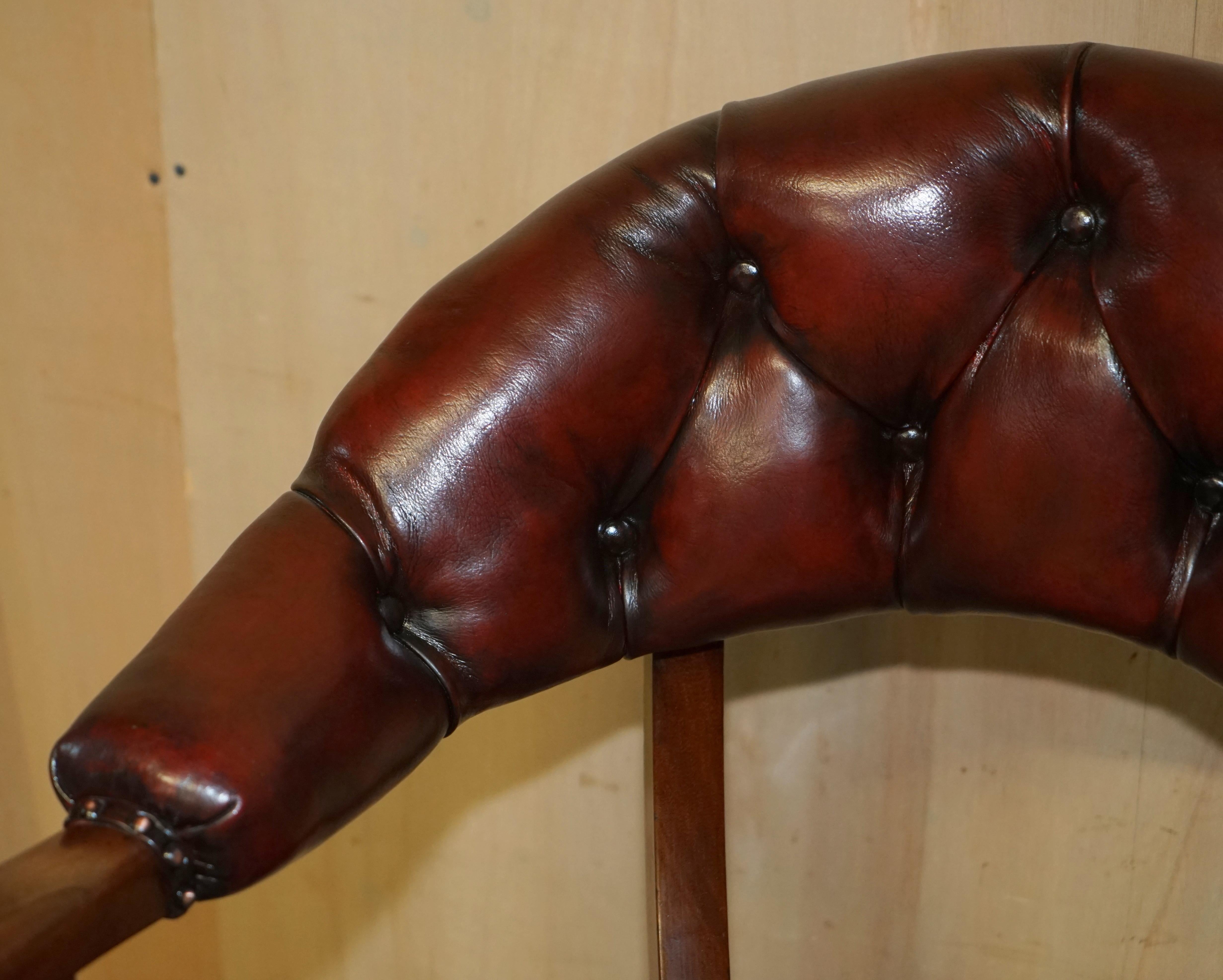 Mid-19th Century Antique Restored Leather William IV Hardwood Chesterfield Captains Armchair For Sale