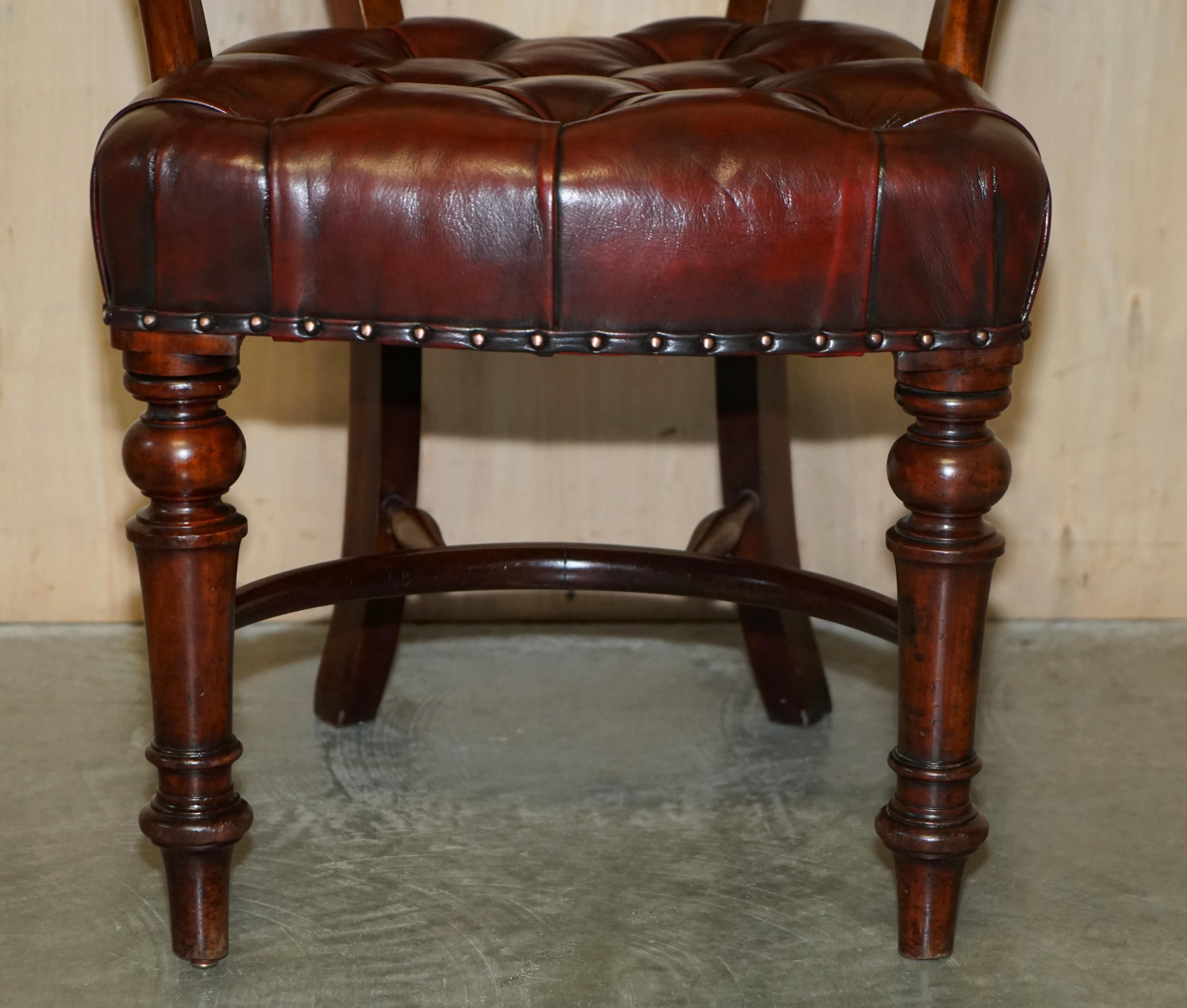 Antique Restored Leather William IV Hardwood Chesterfield Captains Armchair For Sale 2