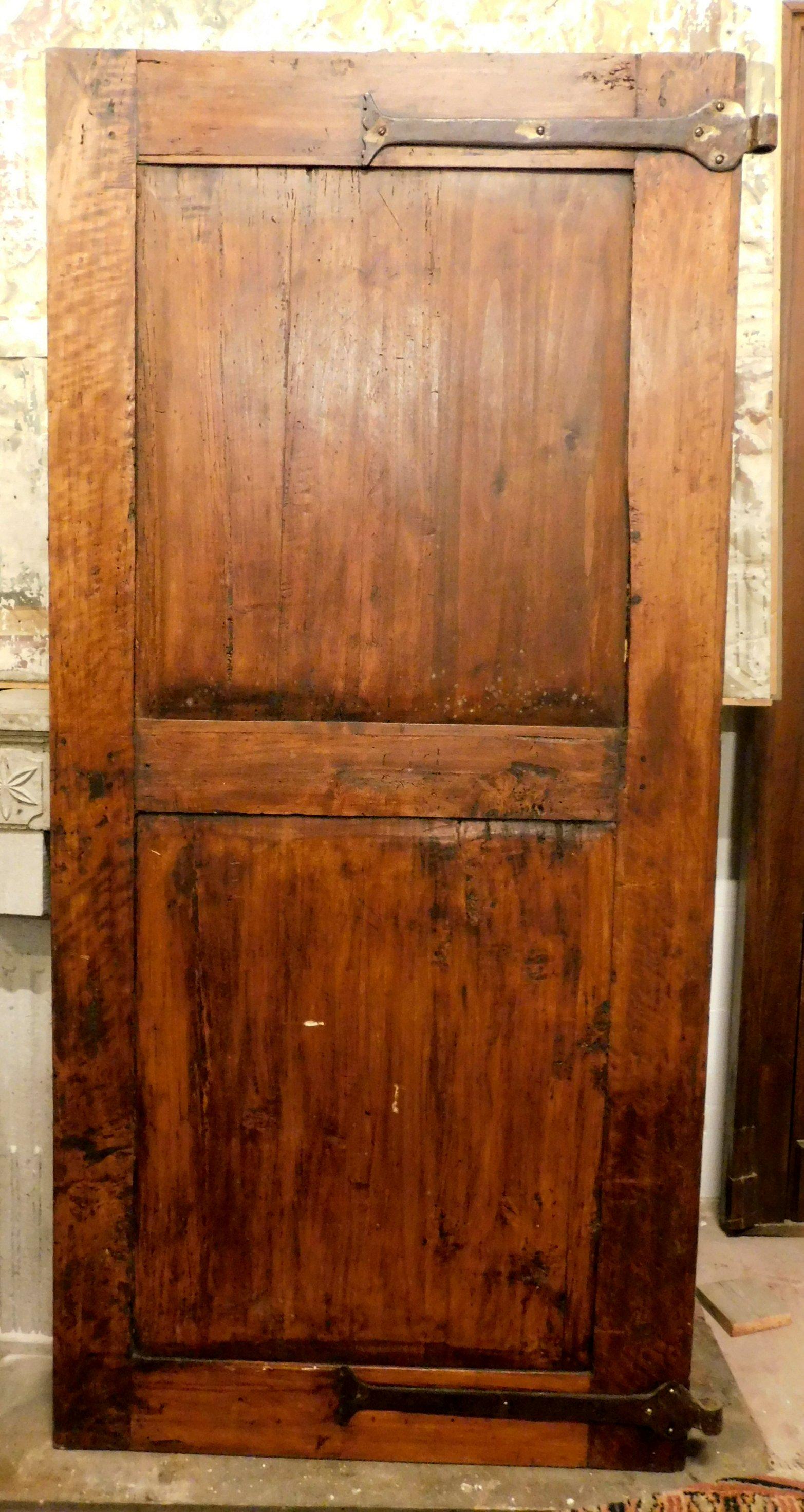 Hand-Carved Antique Restored Poplar Door, Carved Lozenge, 18th Century Italy For Sale