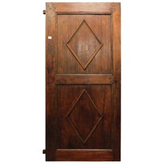 Antique Restored Poplar Door, Carved Lozenge, 18th Century Italy