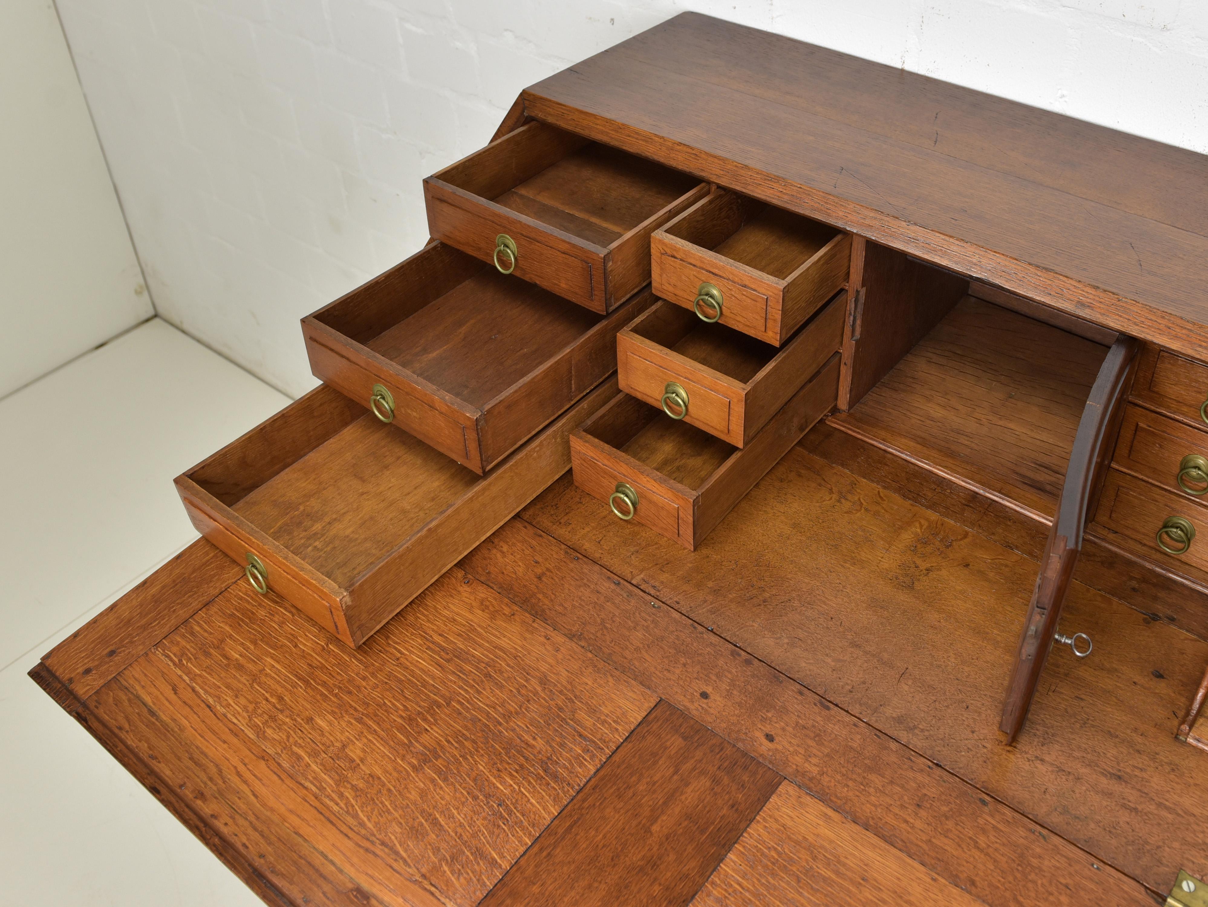 European Antique Restored Solid Oak Standing Secretary (circa 1820) For Sale