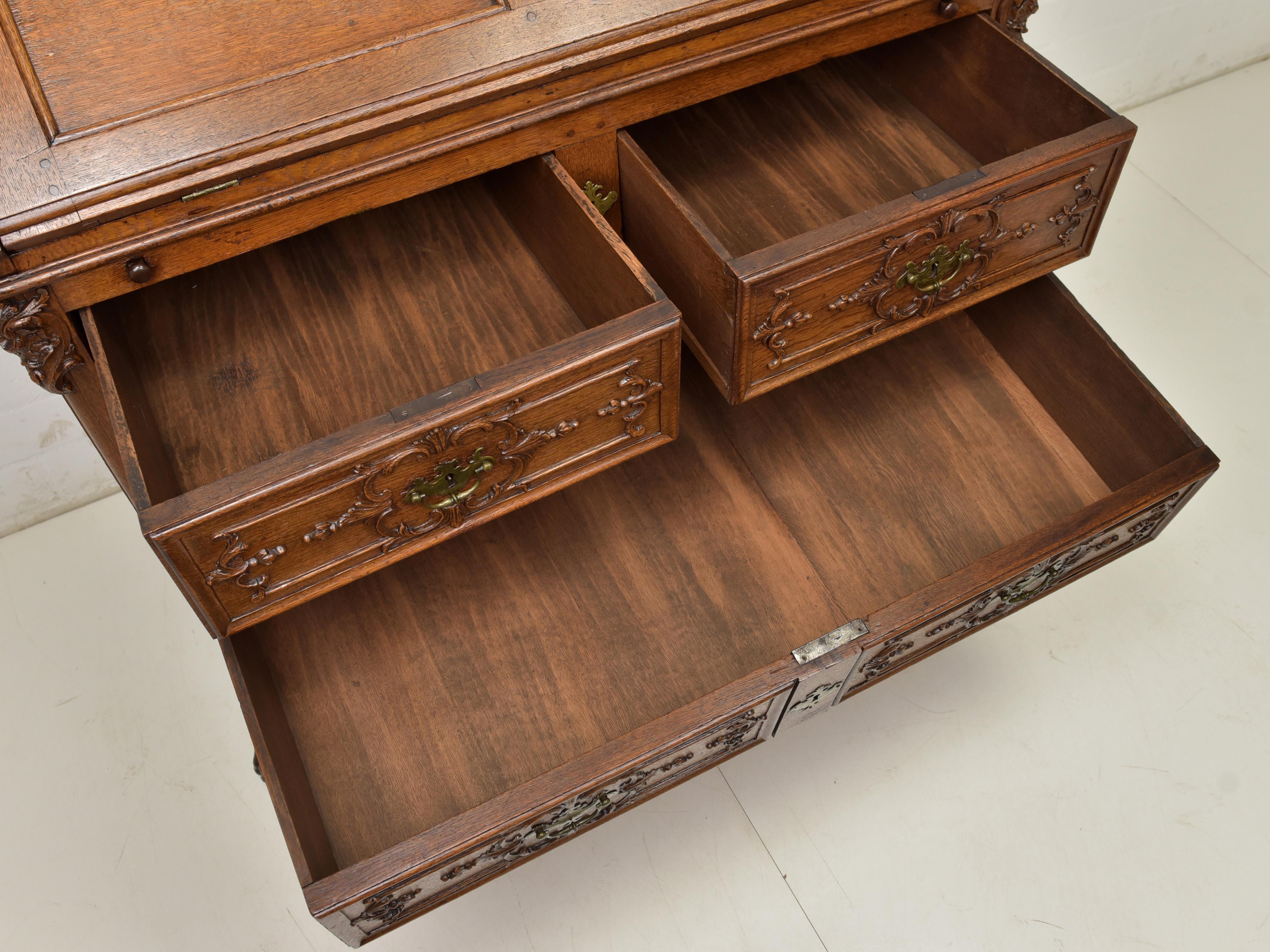 19th Century Antique Restored Solid Oak Standing Secretary (circa 1820) For Sale