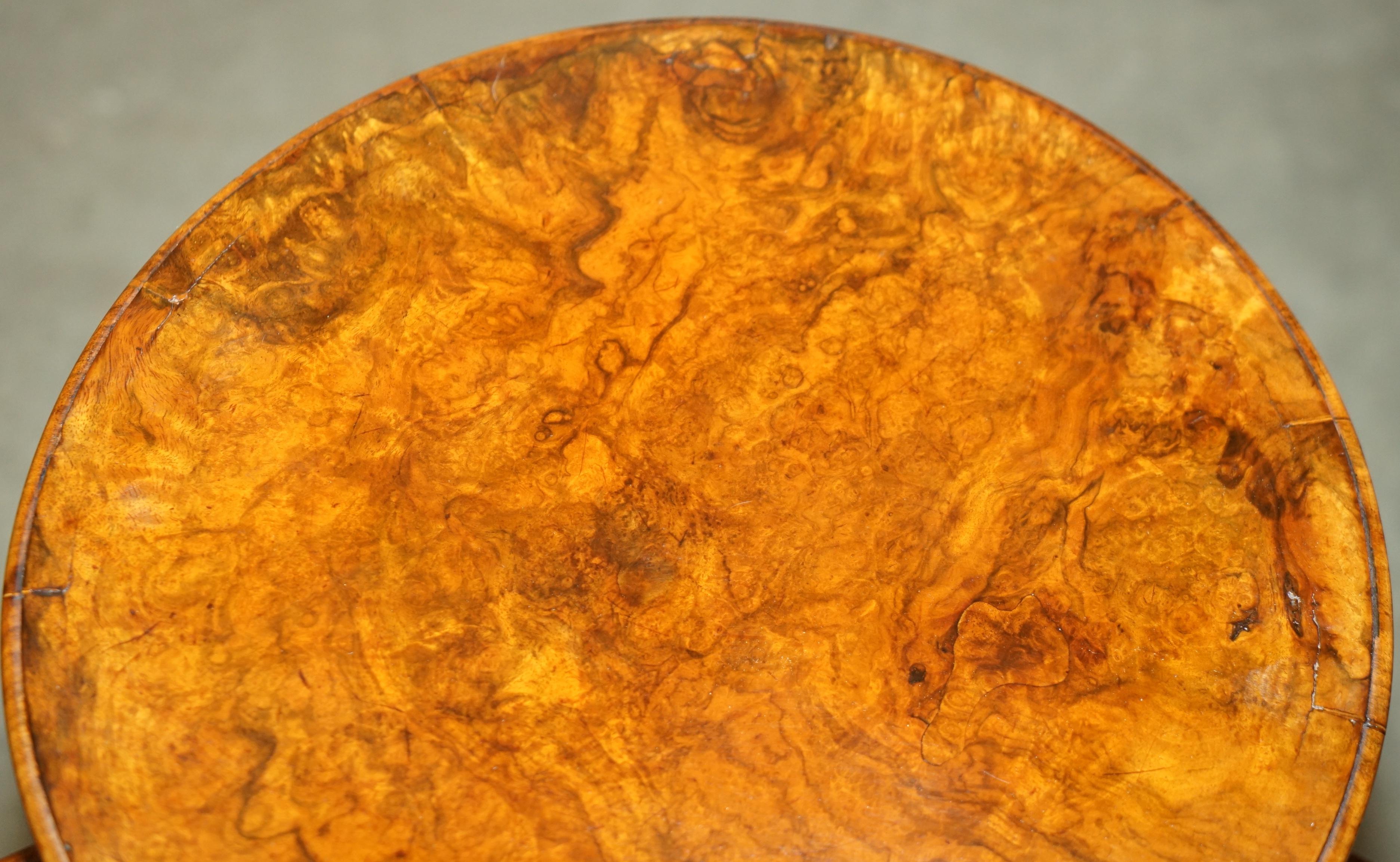 English ANTIQUE RESTORED ViCTORIAN BURL WALNUT LIBRARY REVOLVING BOOK TABLE BOOKCASE For Sale