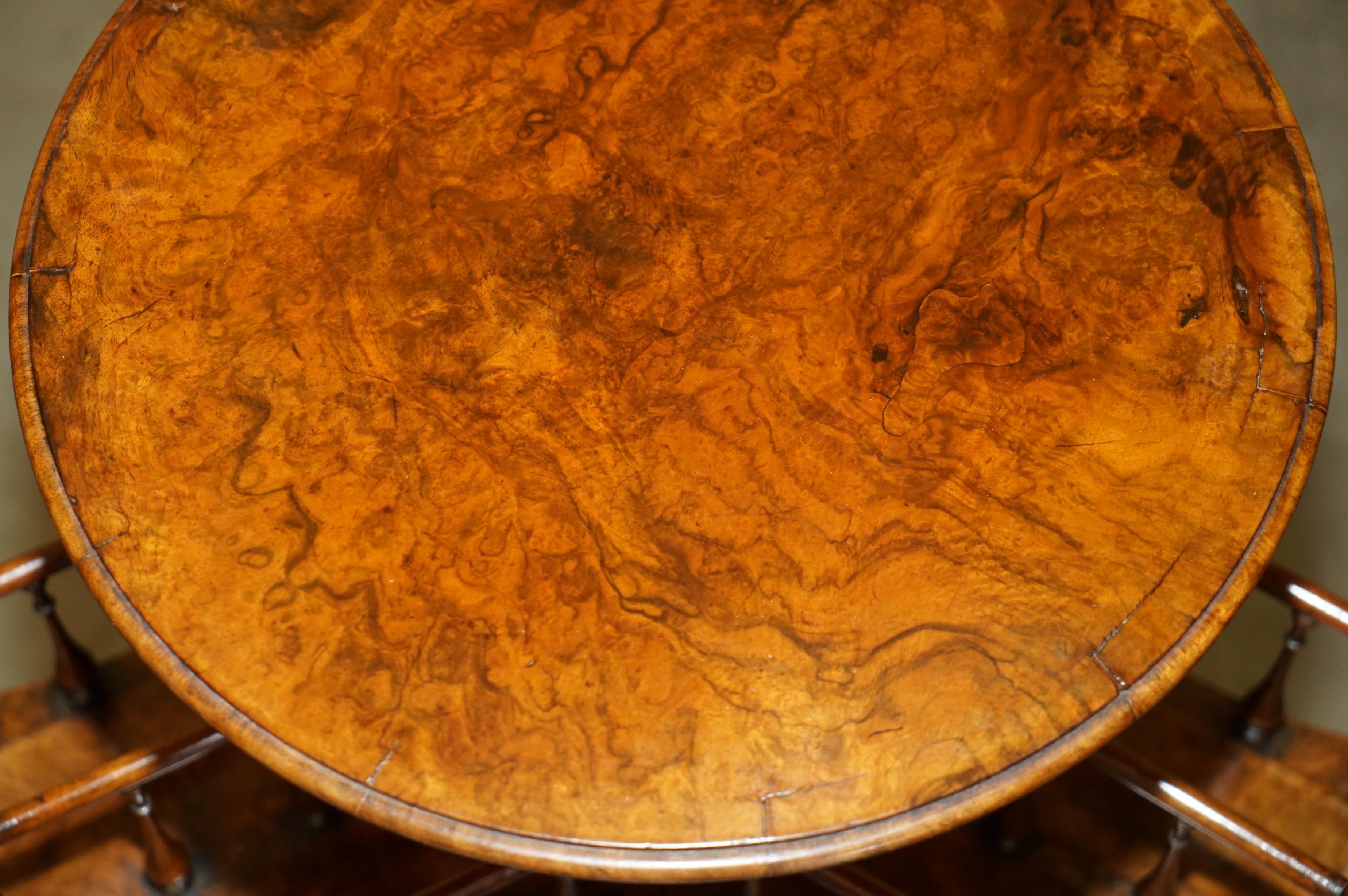 Hand-Crafted ANTIQUE RESTORED ViCTORIAN BURL WALNUT LIBRARY REVOLVING BOOK TABLE BOOKCASE For Sale