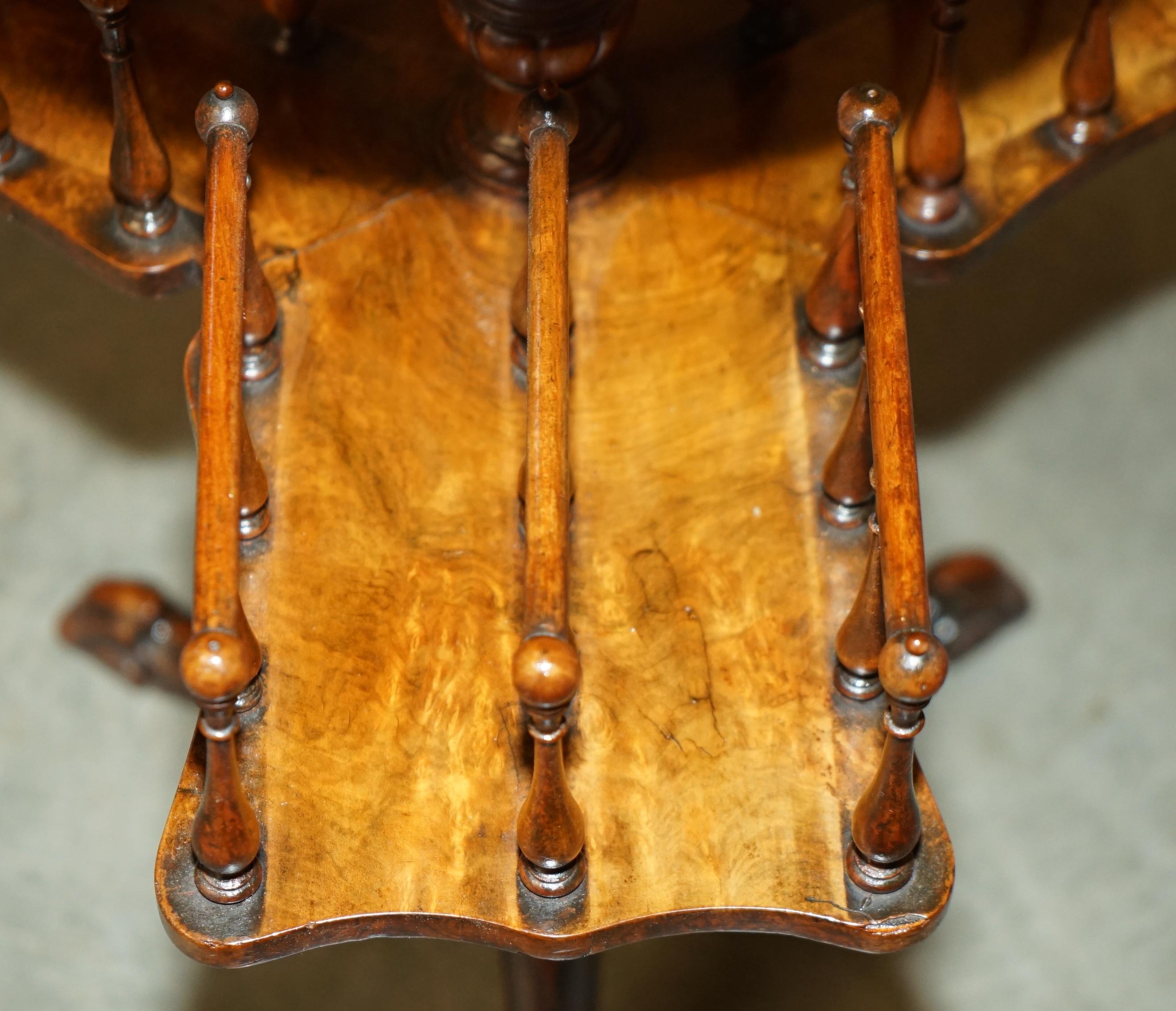 Late 19th Century ANTIQUE RESTORED ViCTORIAN BURL WALNUT LIBRARY REVOLVING BOOK TABLE BOOKCASE For Sale