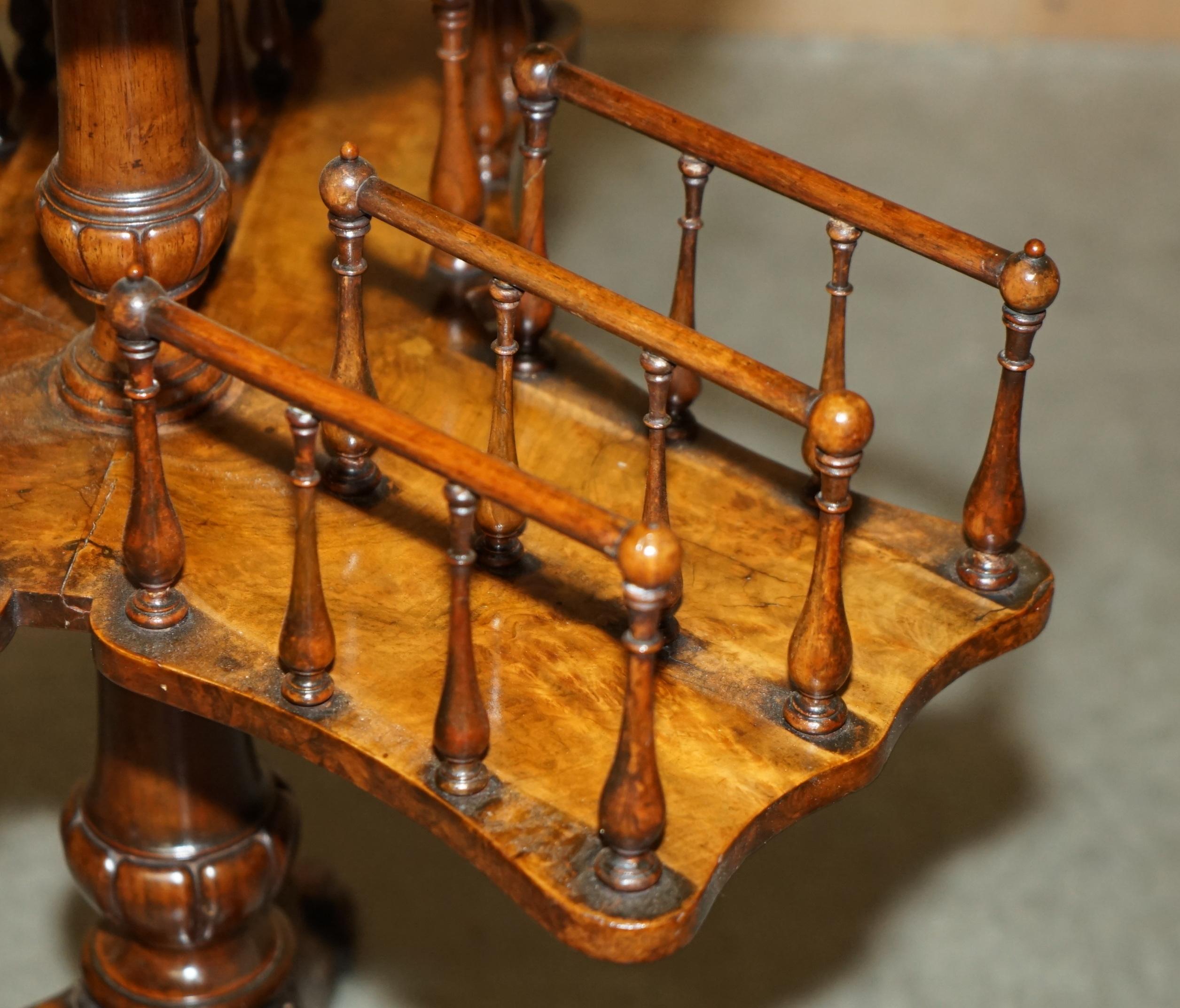 Walnut ANTIQUE RESTORED ViCTORIAN BURL WALNUT LIBRARY REVOLVING BOOK TABLE BOOKCASE For Sale