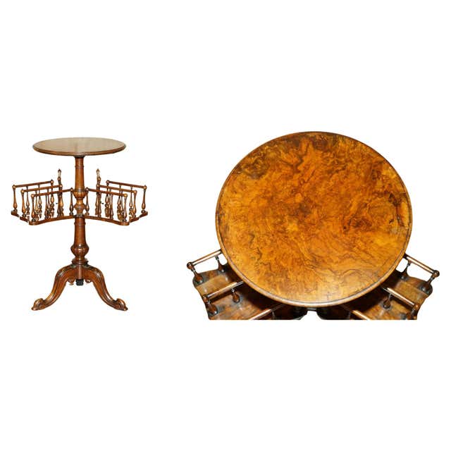 ANTIQUE RESTORED VICTORiAN BURR WALNUT LIBRARY REVOLVING BOOK TABLE ...