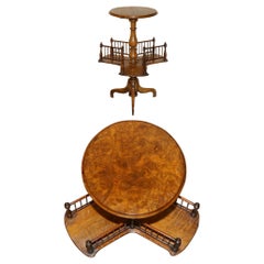 ANTIQUE RESTORED VICTORiAN BURR WALNUT LIBRARY REVOLVING BOOK TABLE BOOKCASE