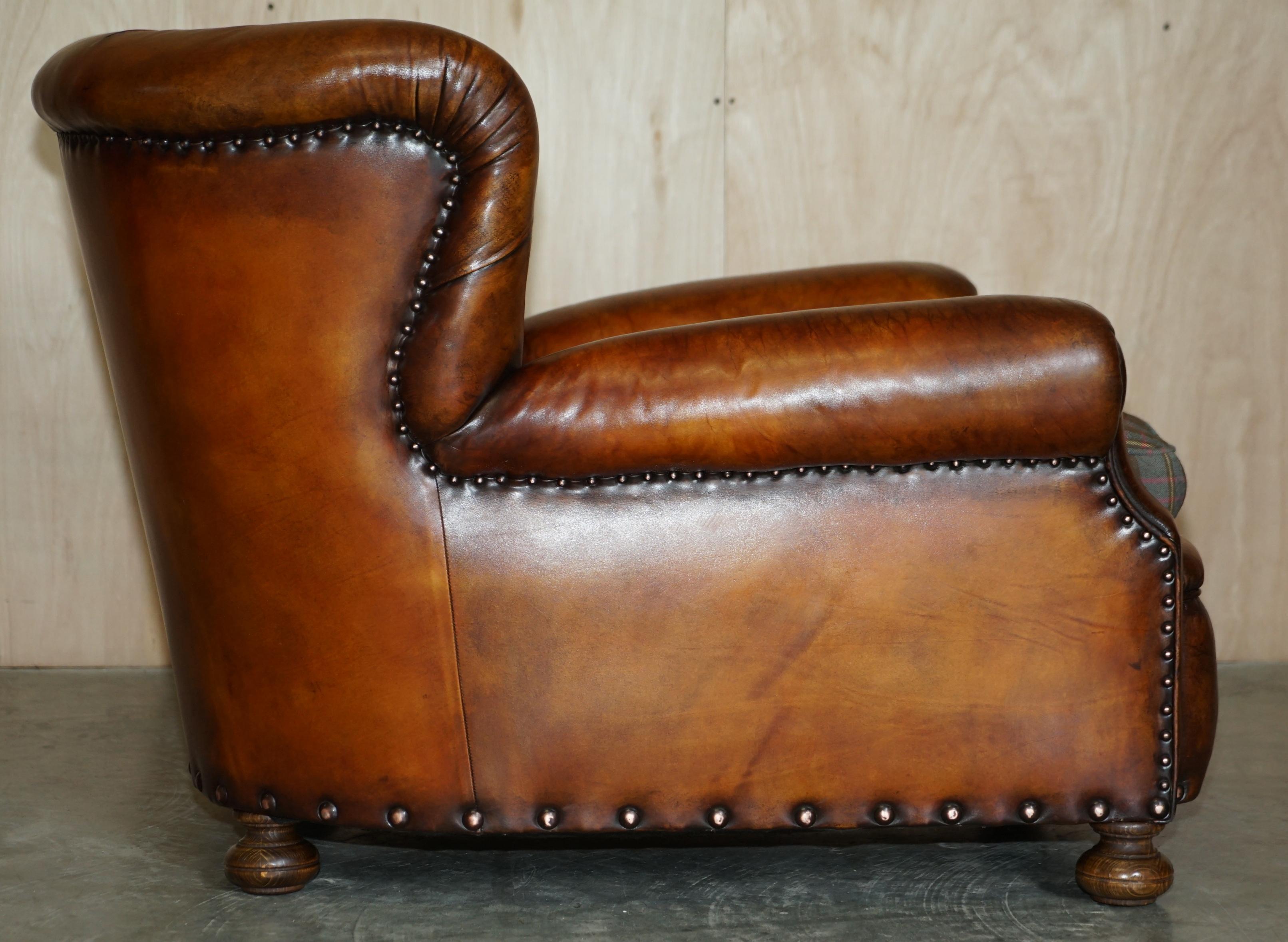 Antique Restored Victorian Chesterfield Club Armchair Hand Dyed Brown Leather 5