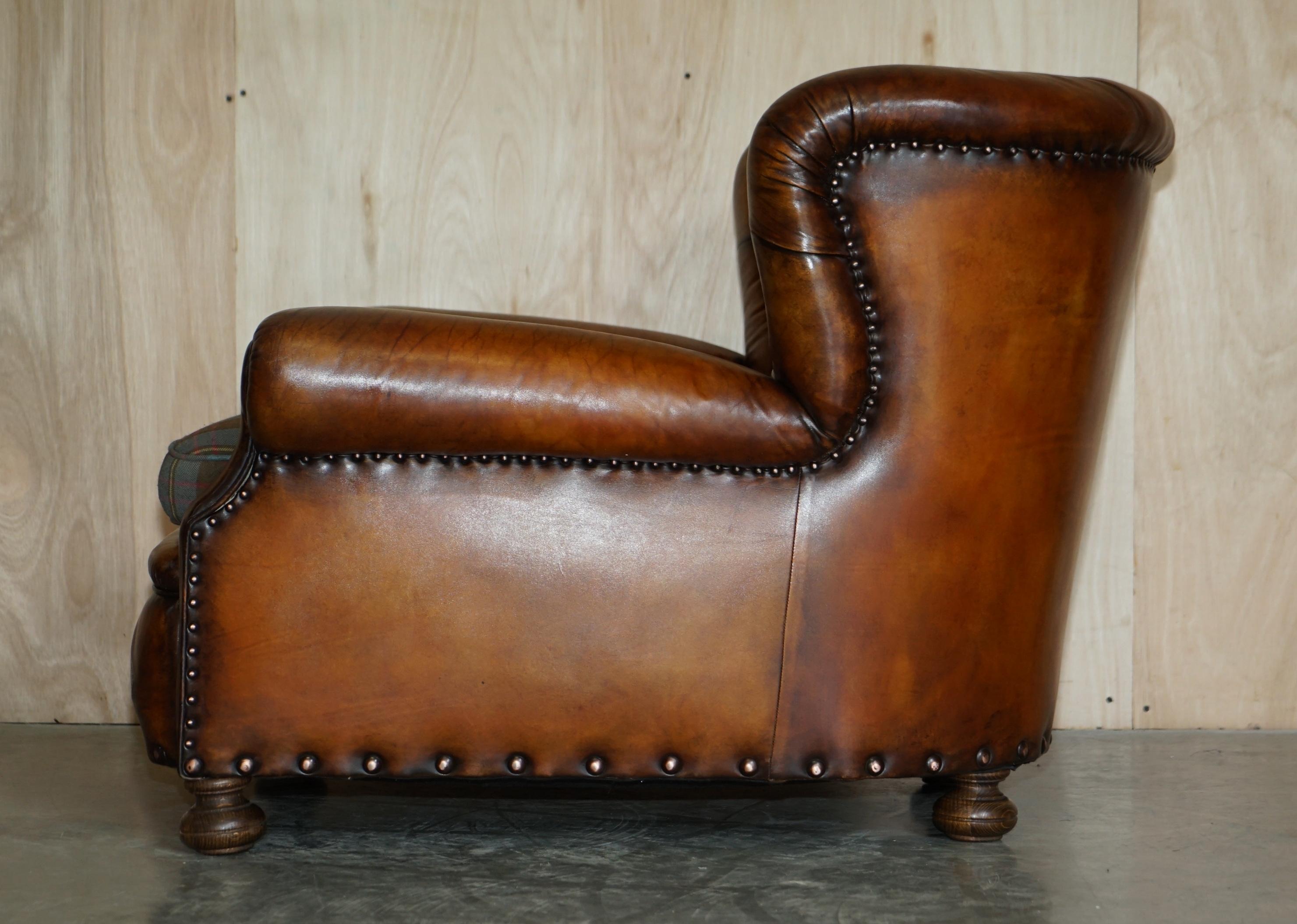 Antique Restored Victorian Chesterfield Club Armchair Hand Dyed Brown Leather 7