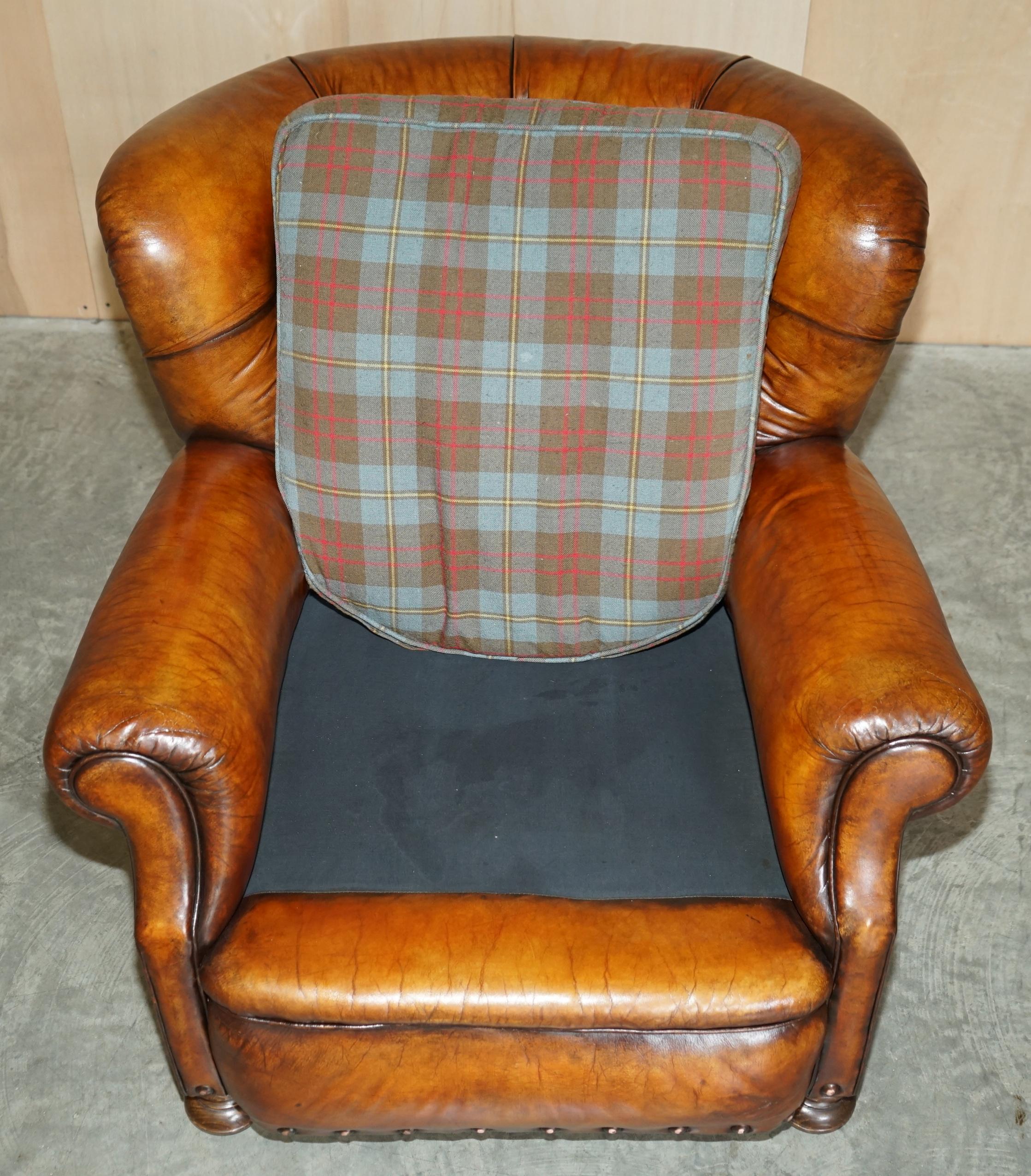 Antique Restored Victorian Chesterfield Club Armchair Hand Dyed Brown Leather 8