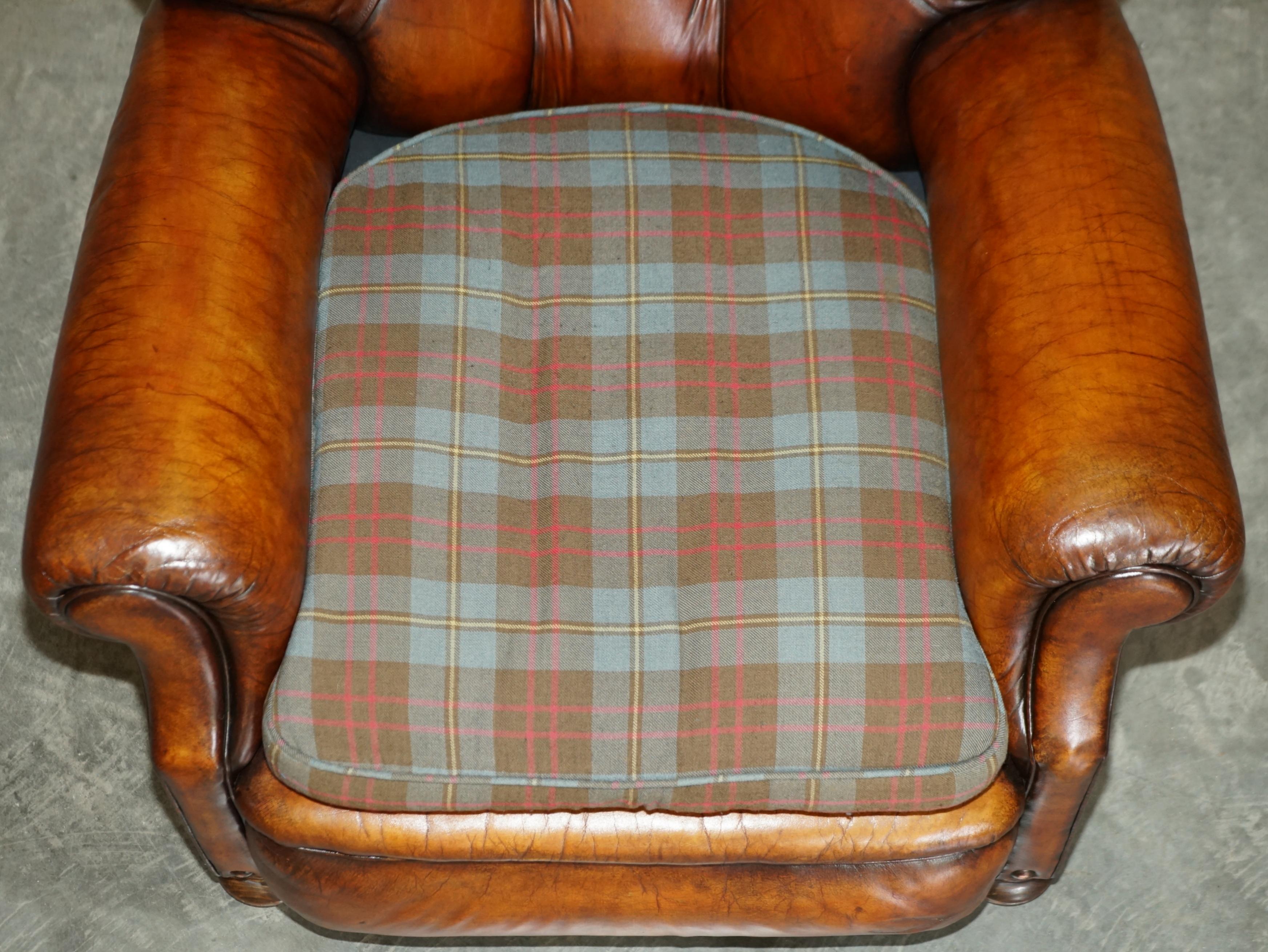 Hand-Crafted Antique Restored Victorian Chesterfield Club Armchair Hand Dyed Brown Leather