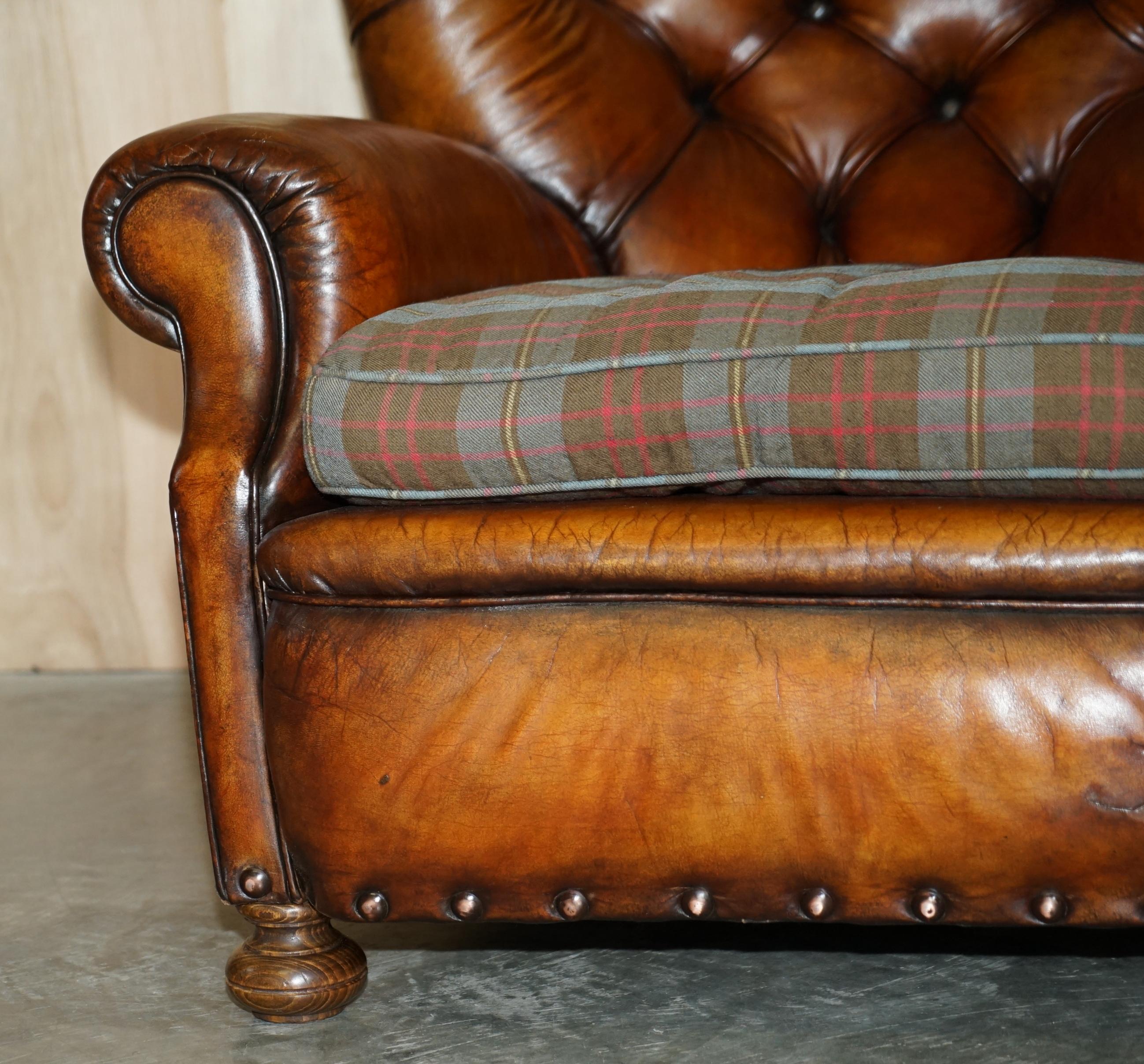 Antique Restored Victorian Chesterfield Club Armchair Hand Dyed Brown Leather 3