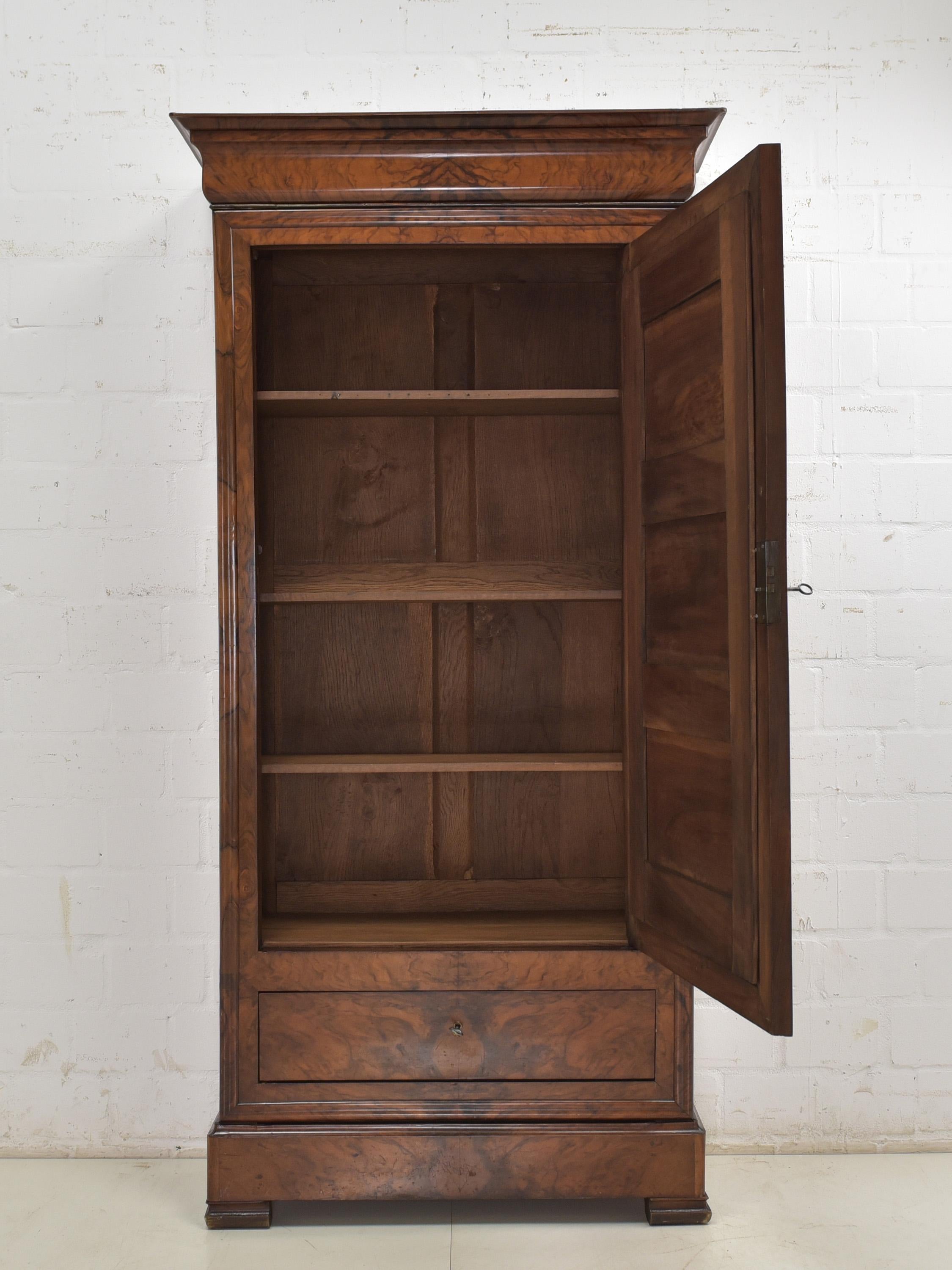 Biedermeier Antique Restored Walnut Louis Philippe Hallway Cabinet