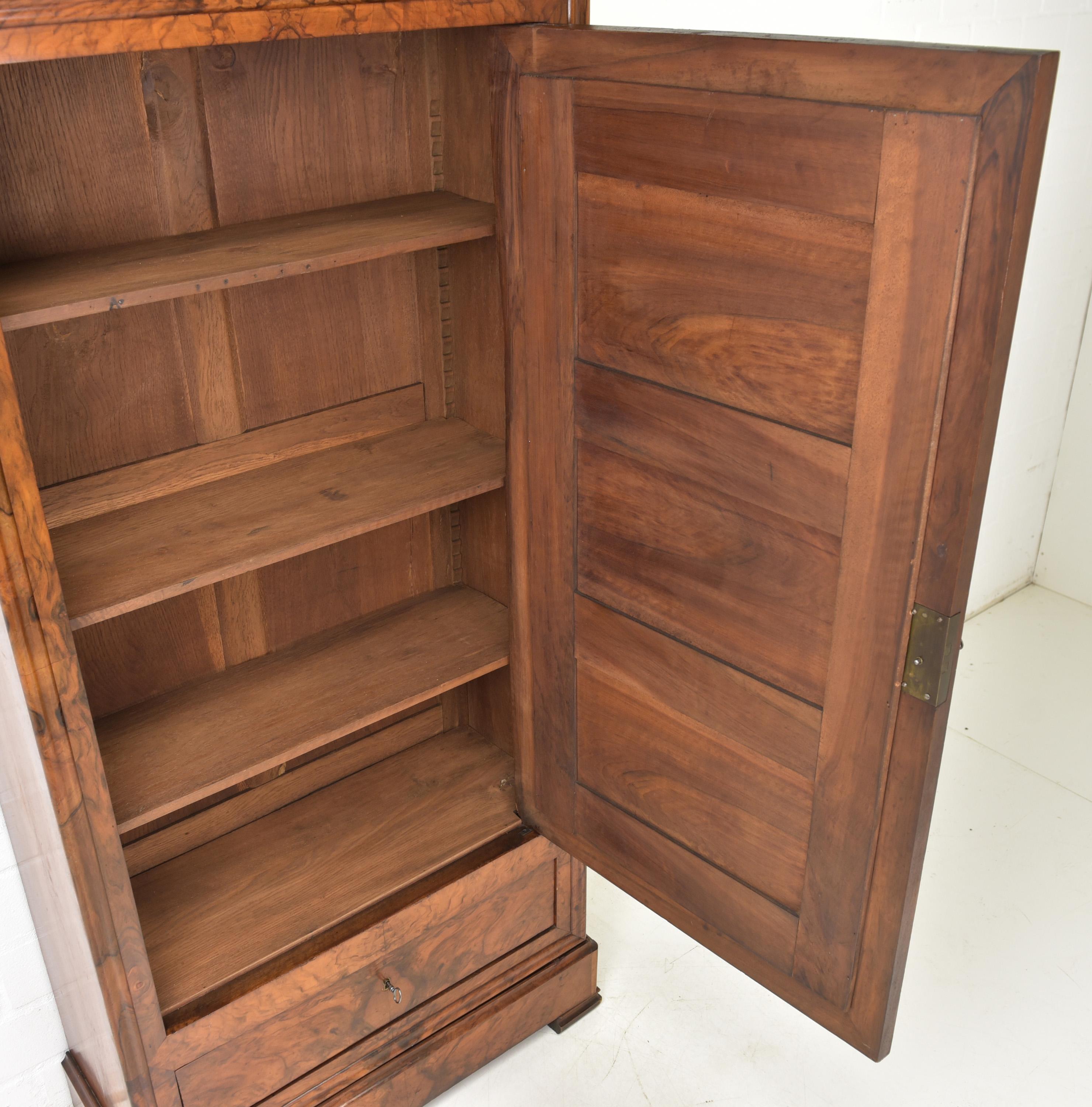 Oak Antique Restored Walnut Louis Philippe Hallway Cabinet