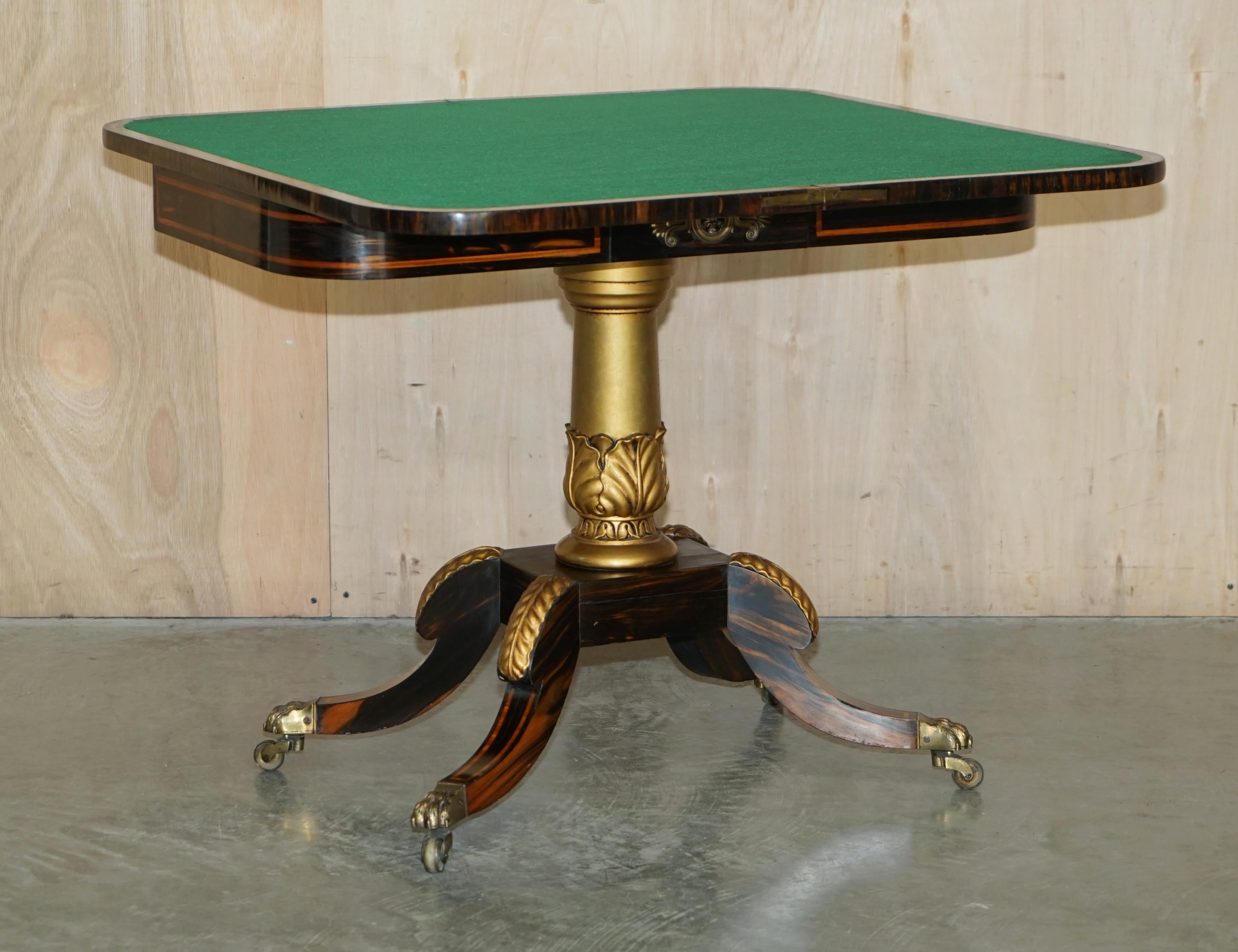 Antike restaurierte William IV circa 1830 Coromandel Occasional Spiele Karten Tisch im Angebot 11