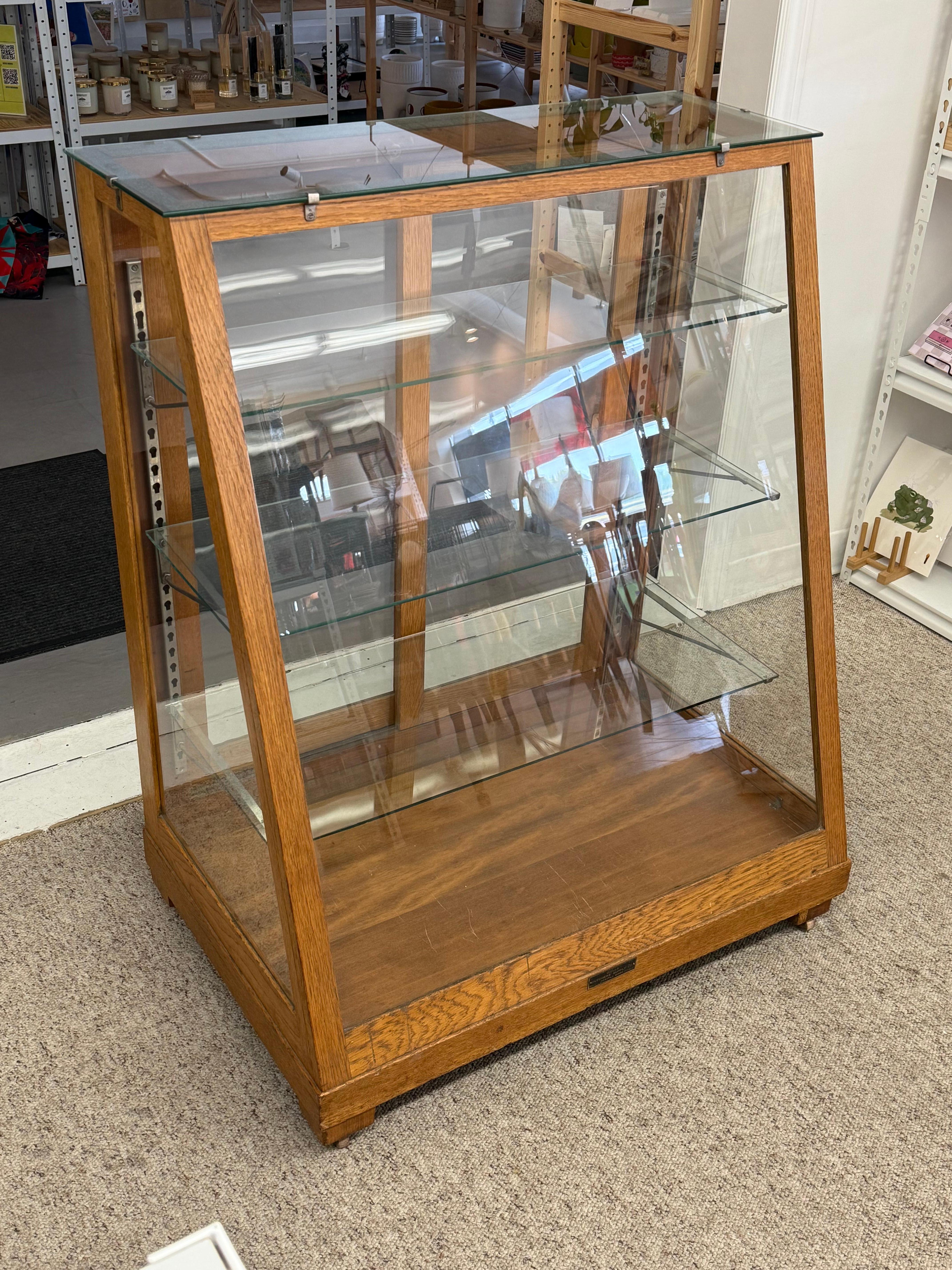 Mid-Century Modern Antique Retail Oak Display Cabinet from Wells Butchers’ Supply Co. Seattle For Sale