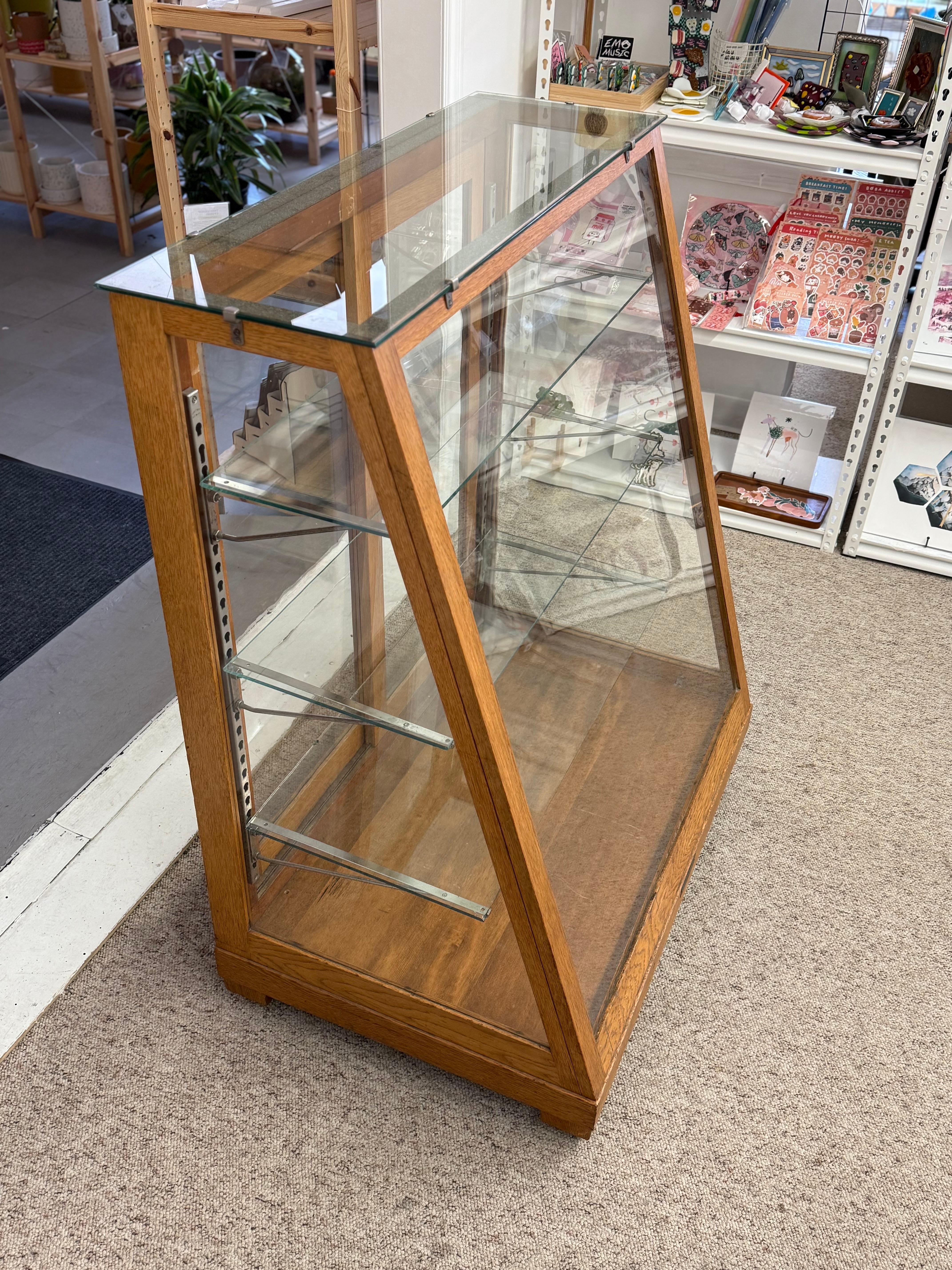 Glass Antique Retail Oak Display Cabinet from Wells Butchers’ Supply Co. Seattle For Sale