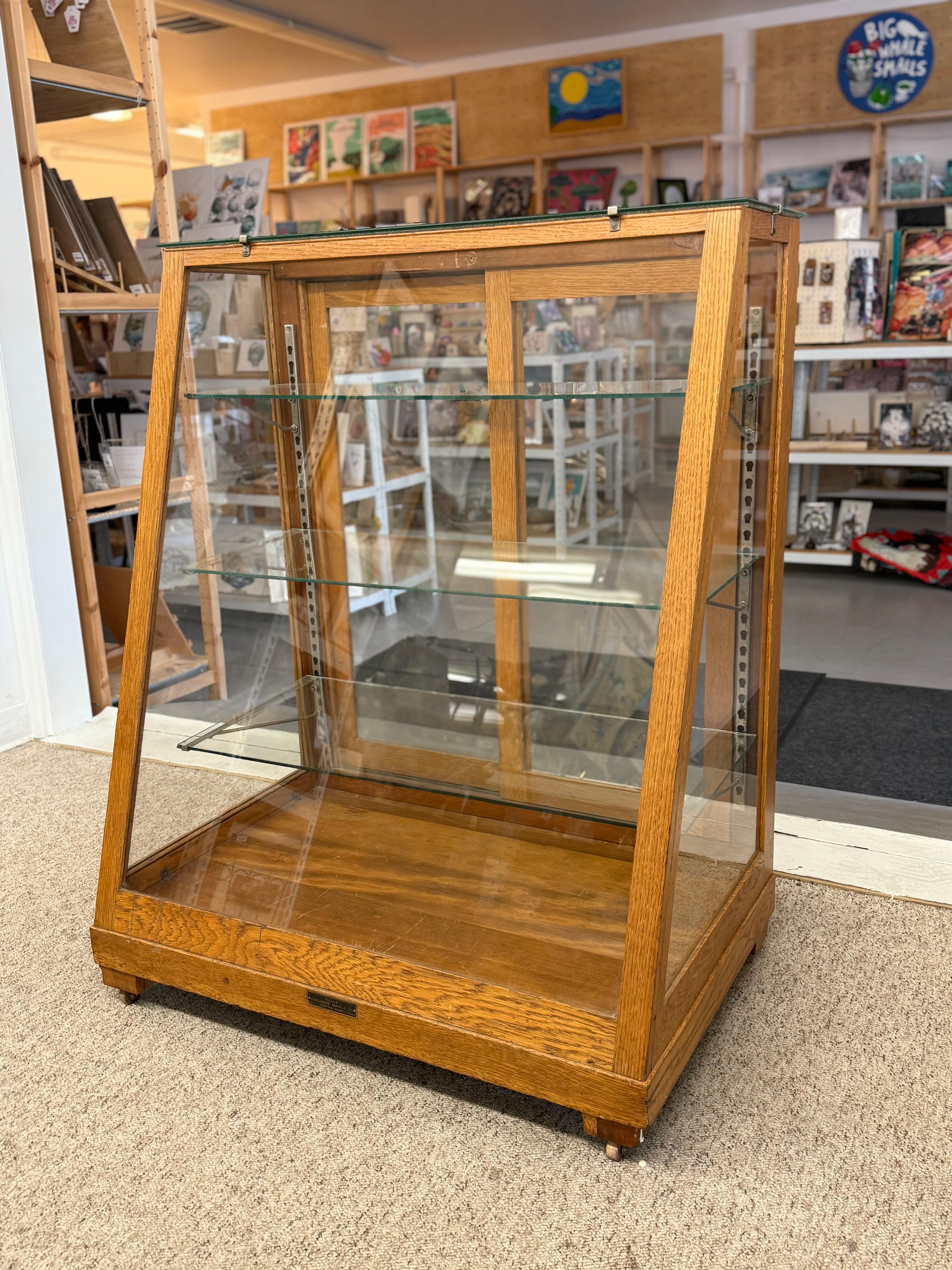 Antique Retail Oak Display Cabinet from Wells Butchers’ Supply Co. Seattle For Sale 1