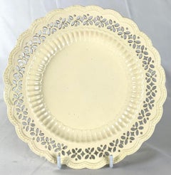 Antique Reticulated English Creamware Plate, Neoclassical Decoration Circa 1780