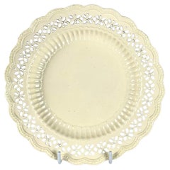 Antique Reticulated English Creamware Plate, Neoclassical Decoration Circa 1780