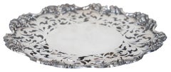 Antique Reticulated Silver Plate Grape Platter Plate Open Work Pierced Scalloped