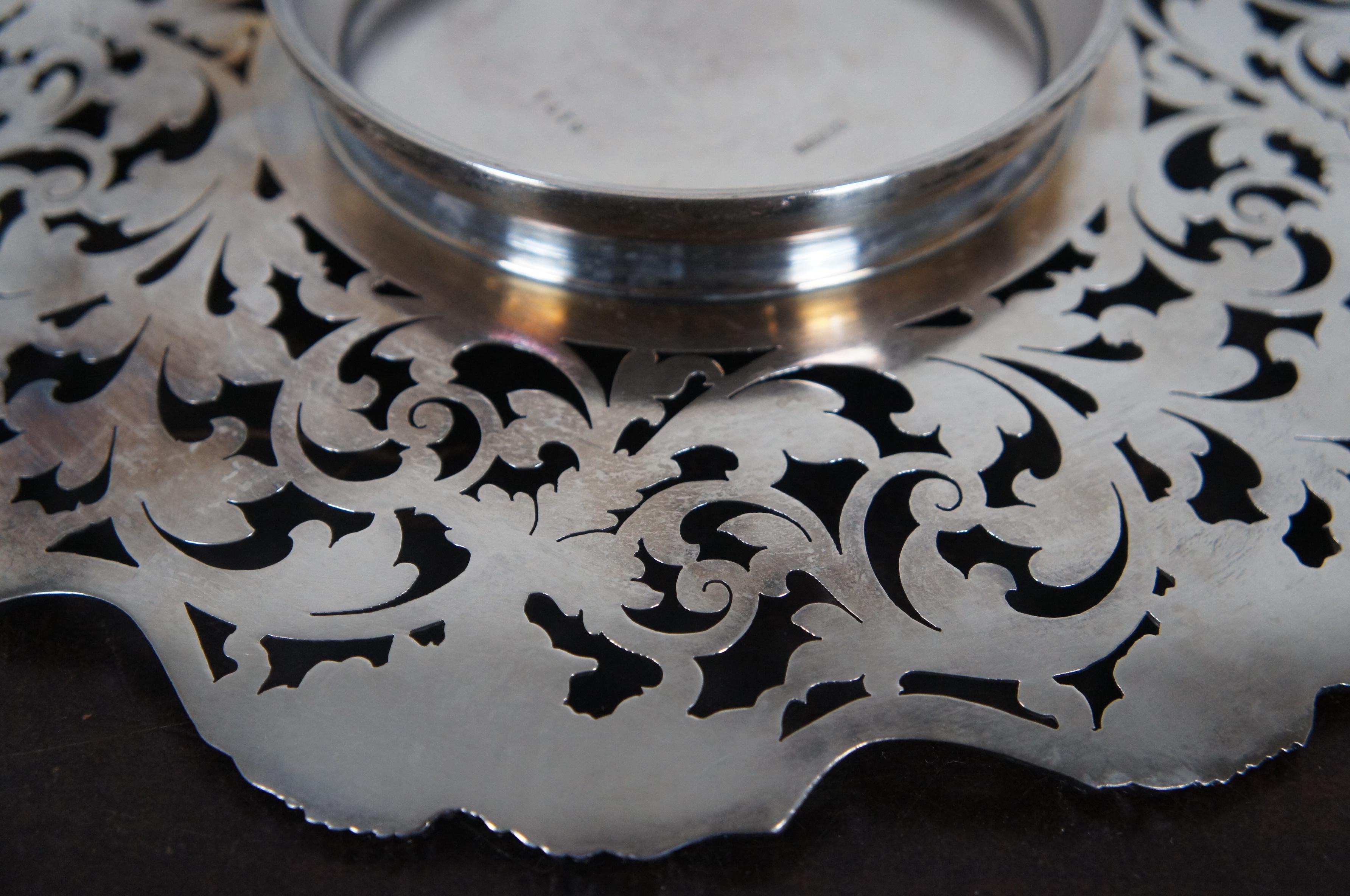 Antique Reticulated Silver Plate Grape Platter Plate Open Work Pierced Scalloped 1