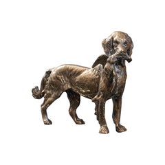 Antique Retriever Statue, English, Brass, Decorative, Dog Ornament, Victorian