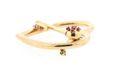Antique Retro 14 Karat Gold Ruby Heart and Key Brooch