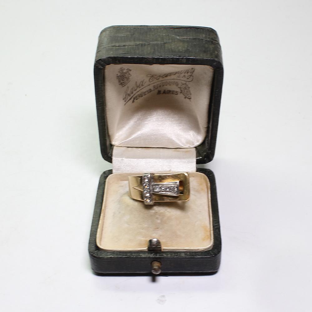 Antique Retro 18 Karat Gold Diamond Ring 4