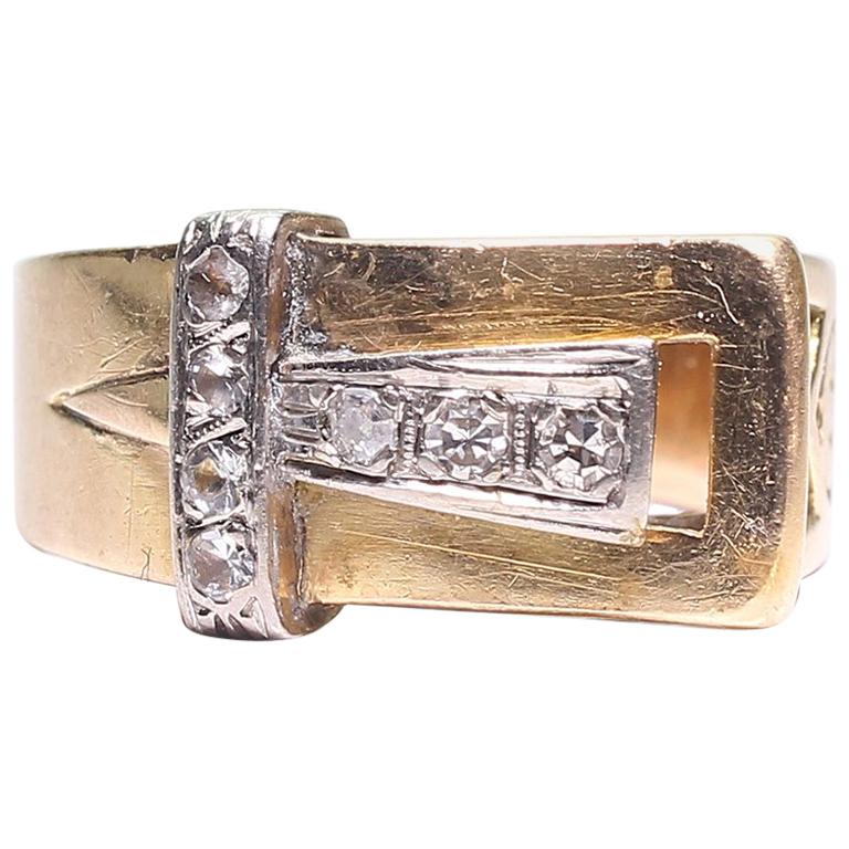 Antique Retro 18 Karat Gold Diamond Ring
