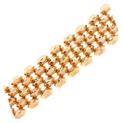 Vintage Retro 18 Karat Rose Gold Wide Tank Bracelet