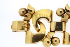 Antikes Retro 18 Karat Gelbgold breites Gliederarmband