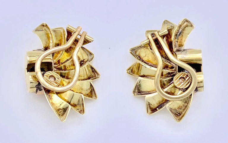 Retro Diamond Two Colour Gold Sun Burst Clip on Earrings Earclips For ...