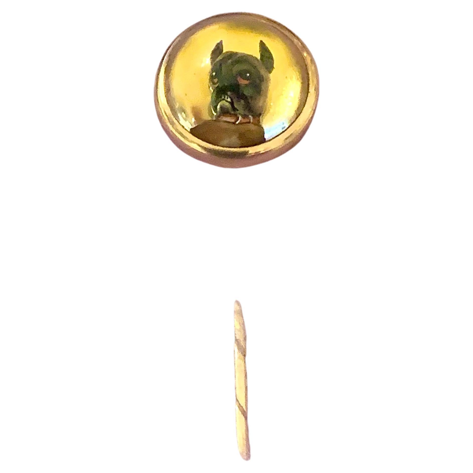 Antique Reverse Crystal Stickpin Tiepin Boxer Dog 14kt Red Gold Red Dog Collar For Sale