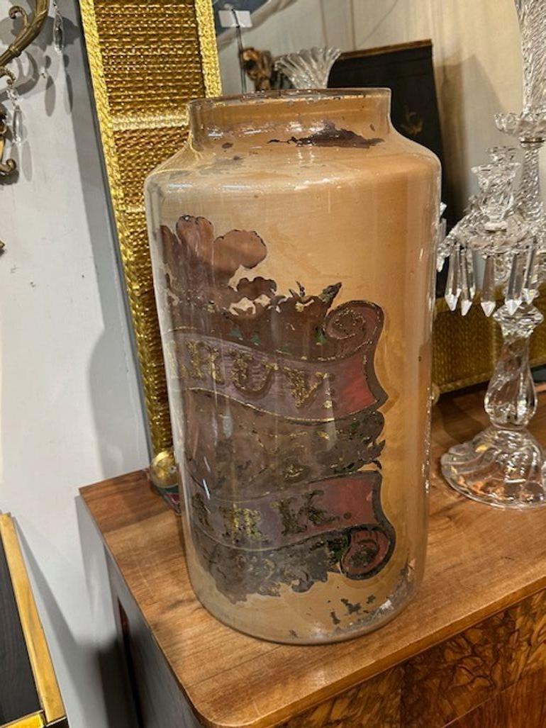 Antique Reverse Painted Jar In Good Condition For Sale In Dallas, TX