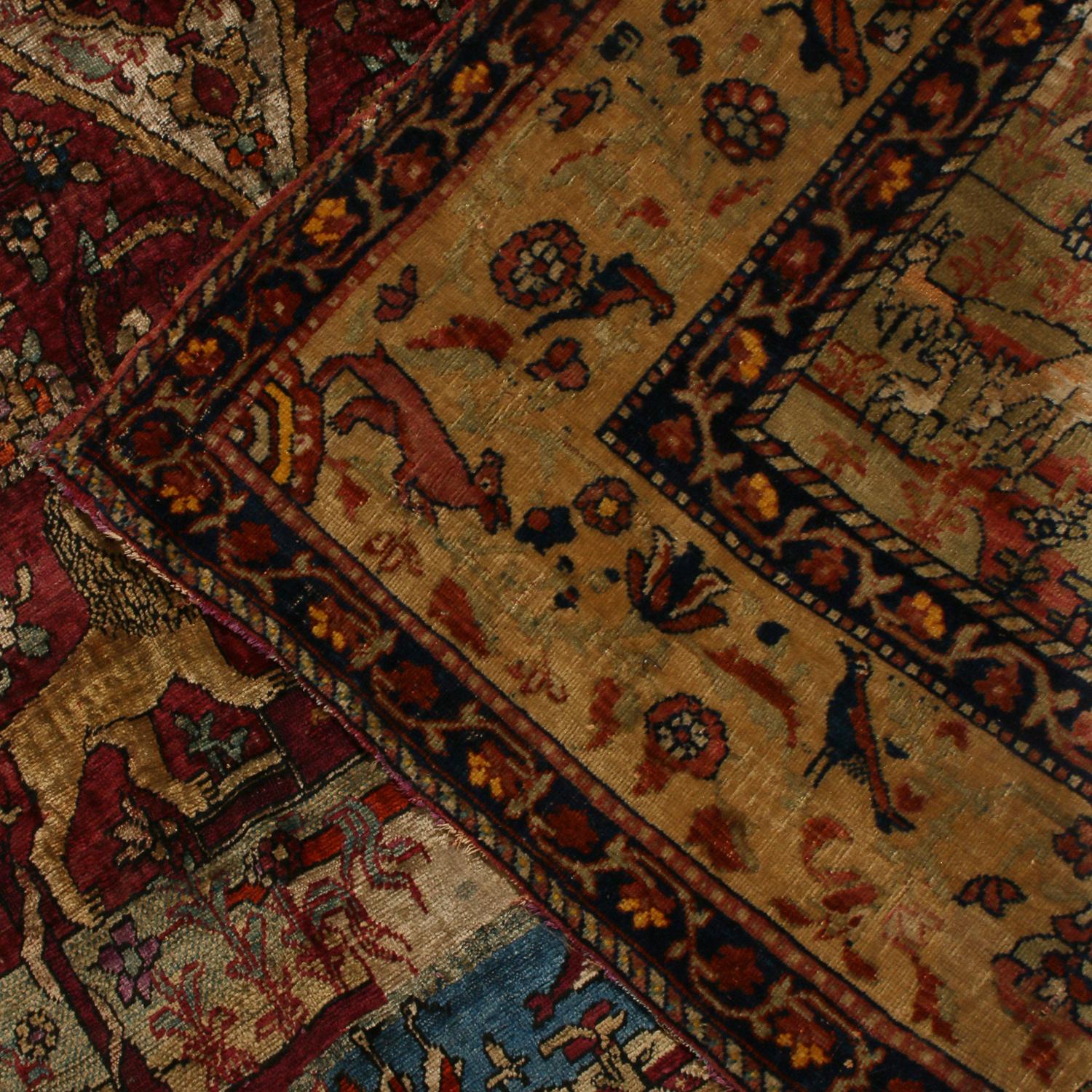 Late 19th Century Antique Reversible Farahan Golden-Beige Wool, Silk Persian Rug For Sale
