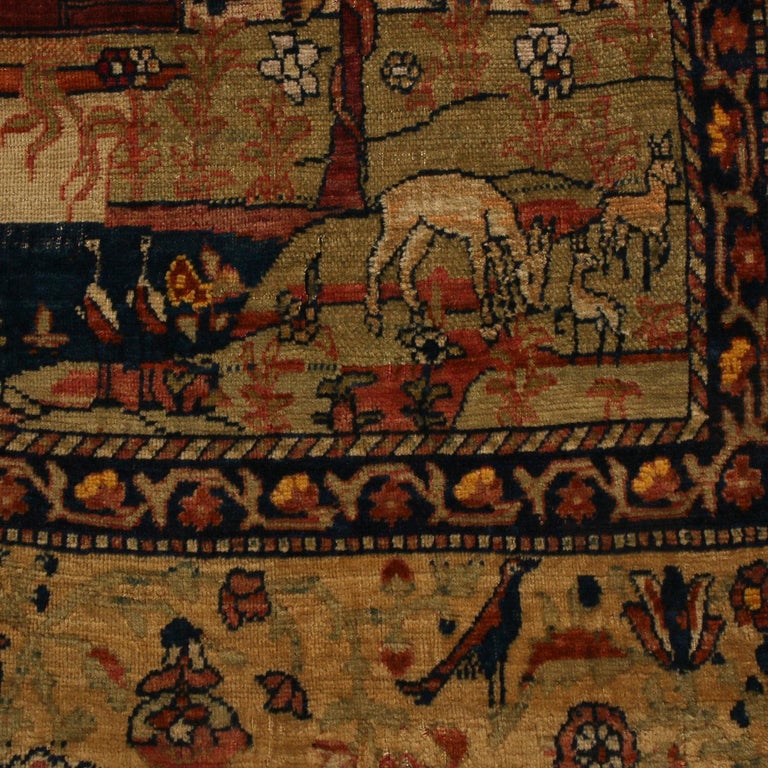 Antique Reversible Farahan Red and Beige Silk Persian Rug For Sale at ...