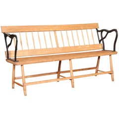 Antique Reversible Pine and Iron Bench