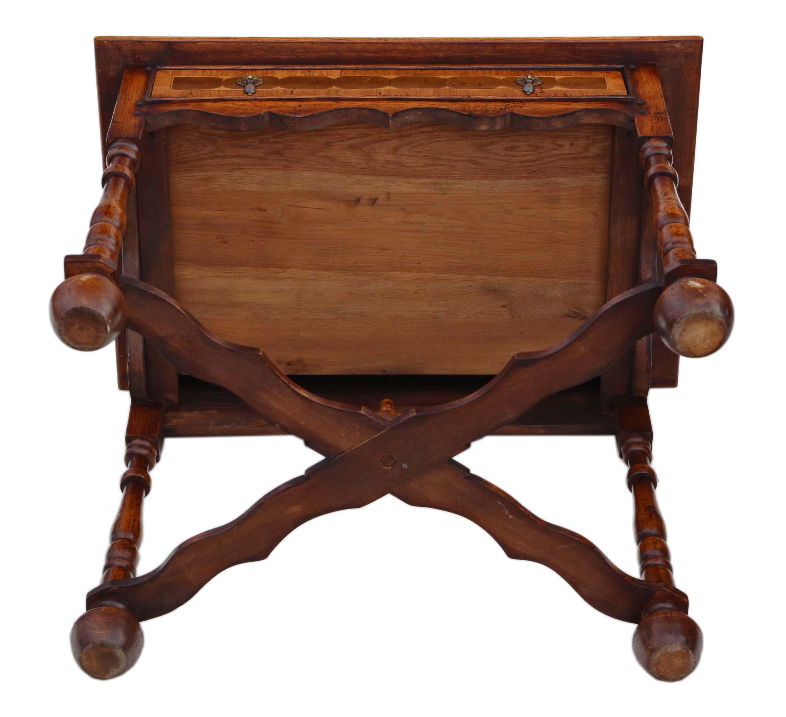 Antique Revive Queen Anne Walnut Writing Side Occasional Table Desk C1950 en vente 6