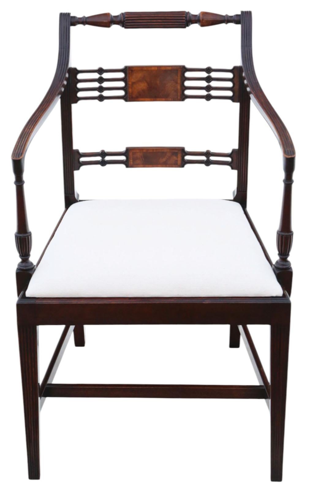 Antique Revival Set of 8 Regency Mahogany Dining Chairs (6 + 2 Carvers) – c.1940 In Good Condition For Sale In Wisbech, Cambridgeshire