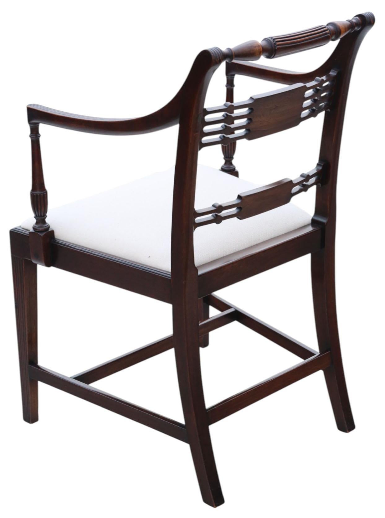 Antique Revival Set of 8 Regency Mahogany Dining Chairs (6 + 2 Carvers) – c.1940 For Sale 1
